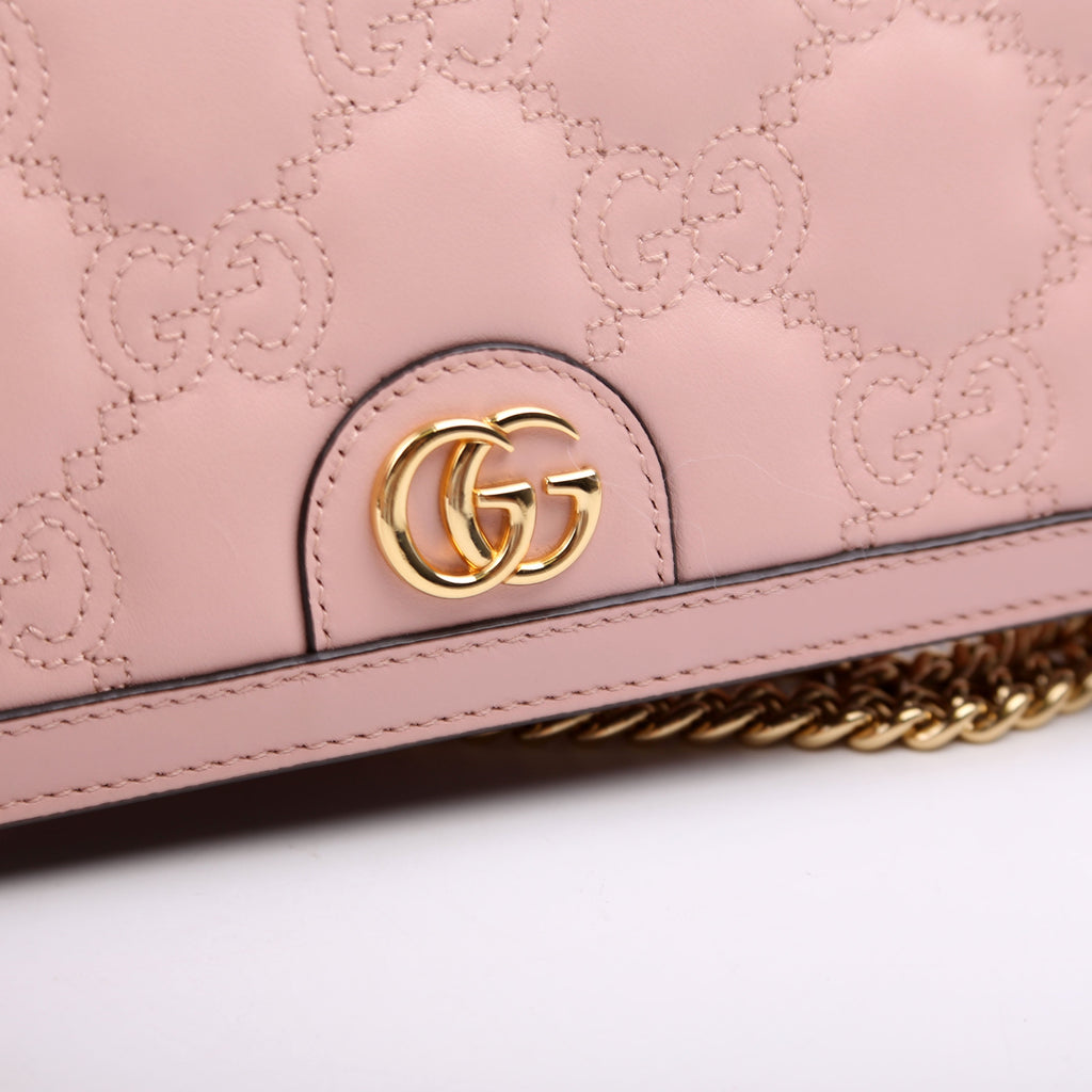 723787 GG Matelasse Chain Wallet Pink