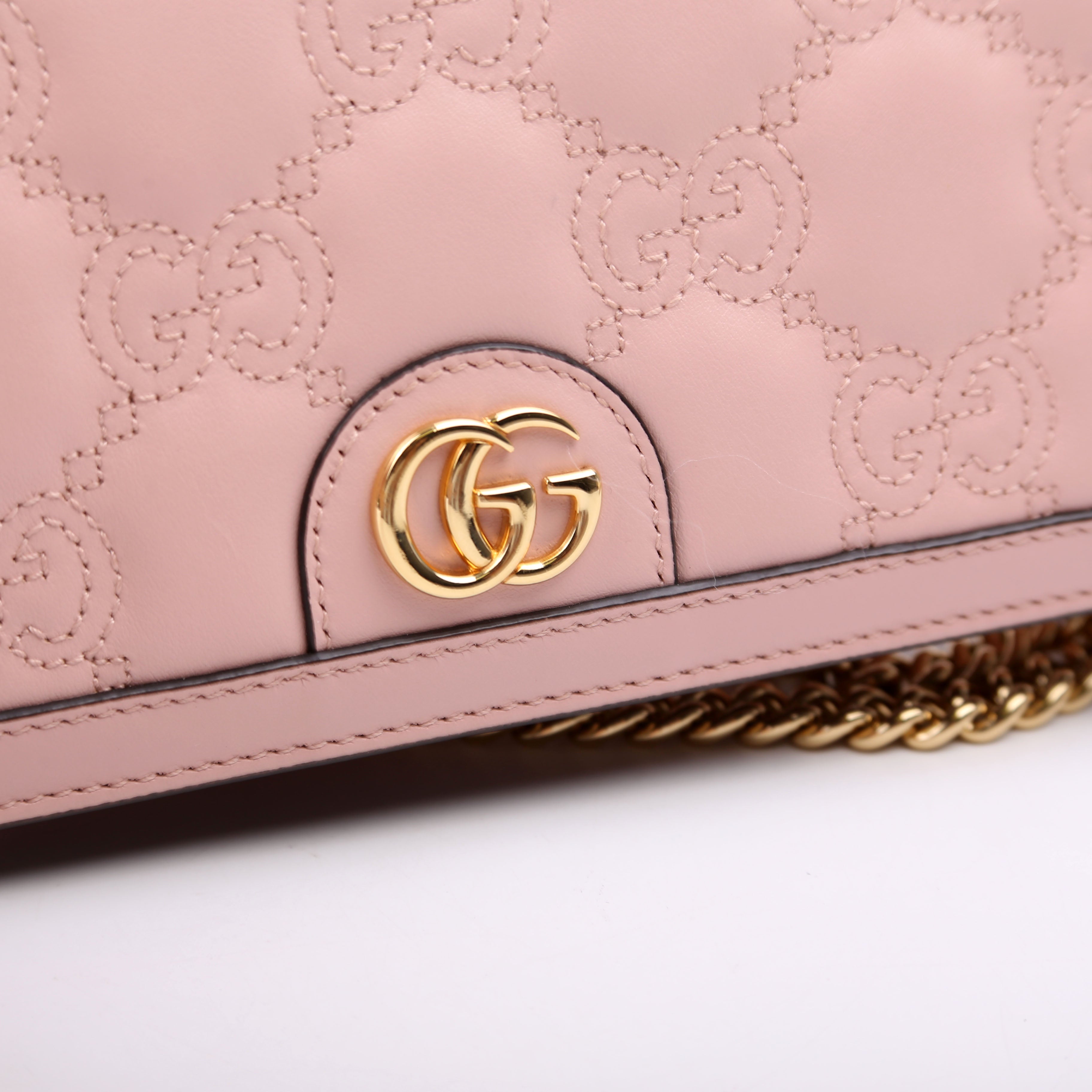 723787 GG Matelasse Chain Wallet Pink