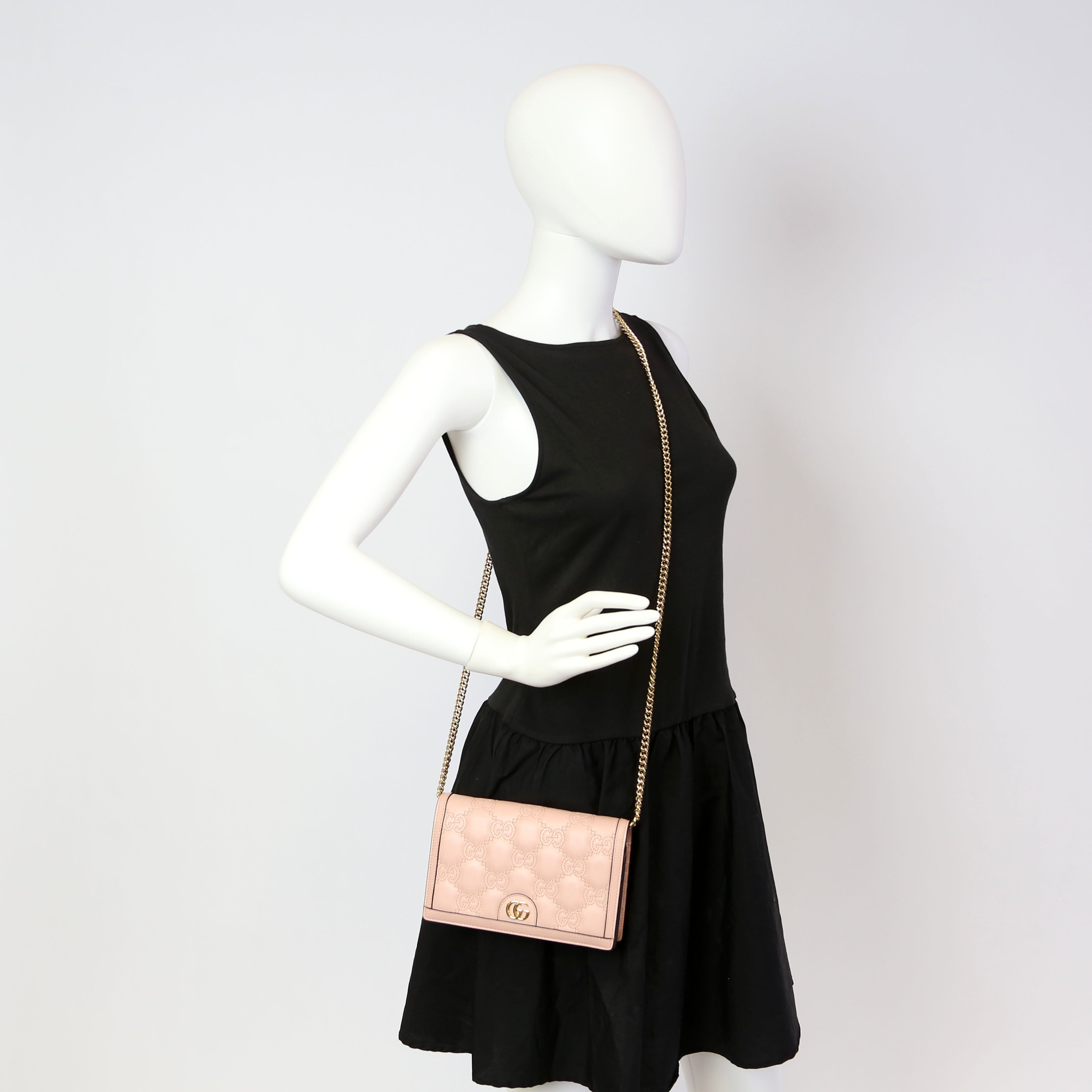 723787 GG Matelasse Chain Wallet Pink