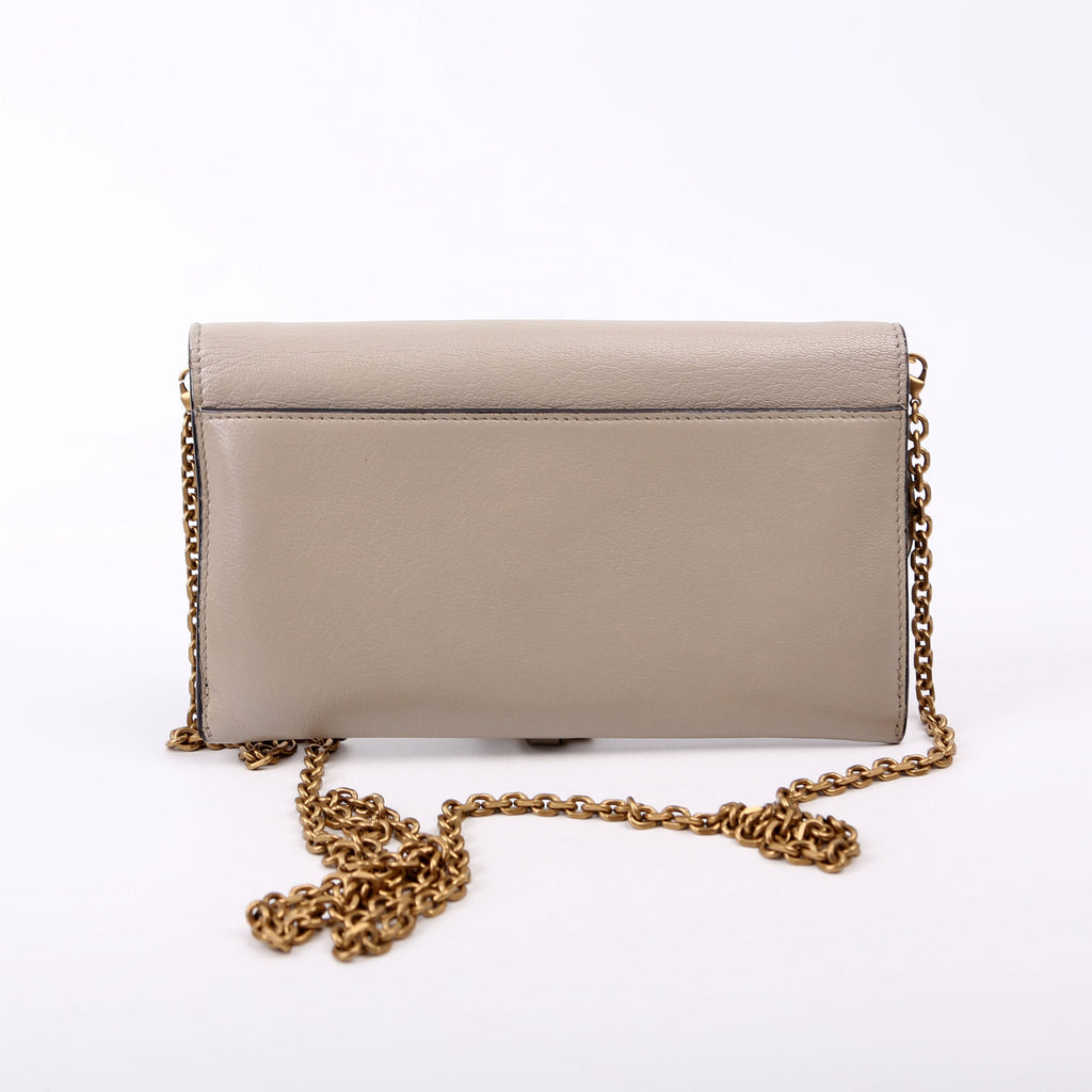 Dior Saddle Pouch With Chain Small Calfskin Gray