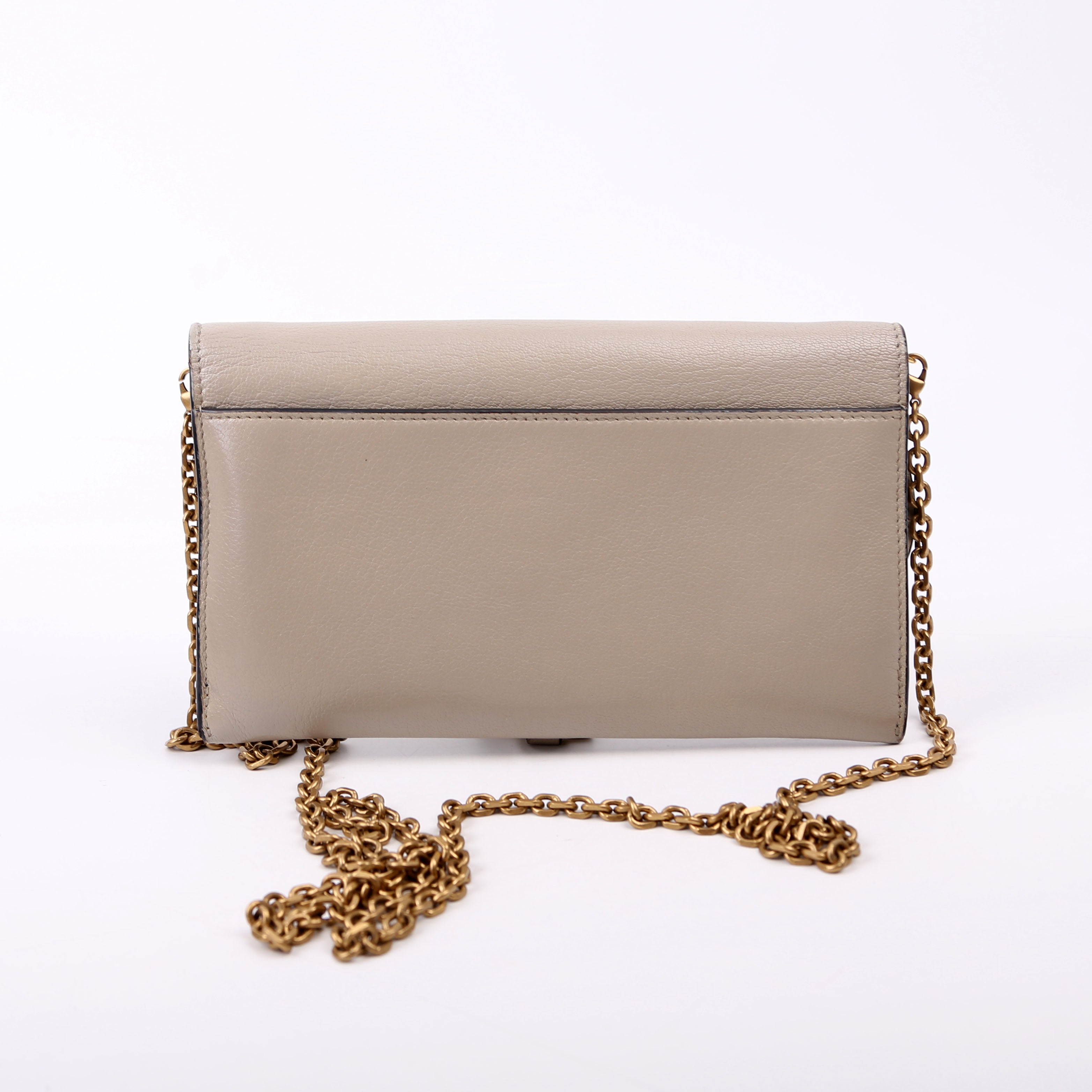 Dior Saddle Pouch With Chain Small Calfskin Gray