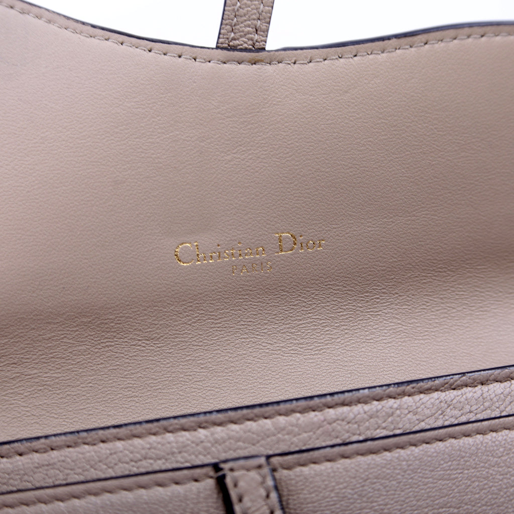 Dior Saddle Pouch With Chain Small Calfskin Gray