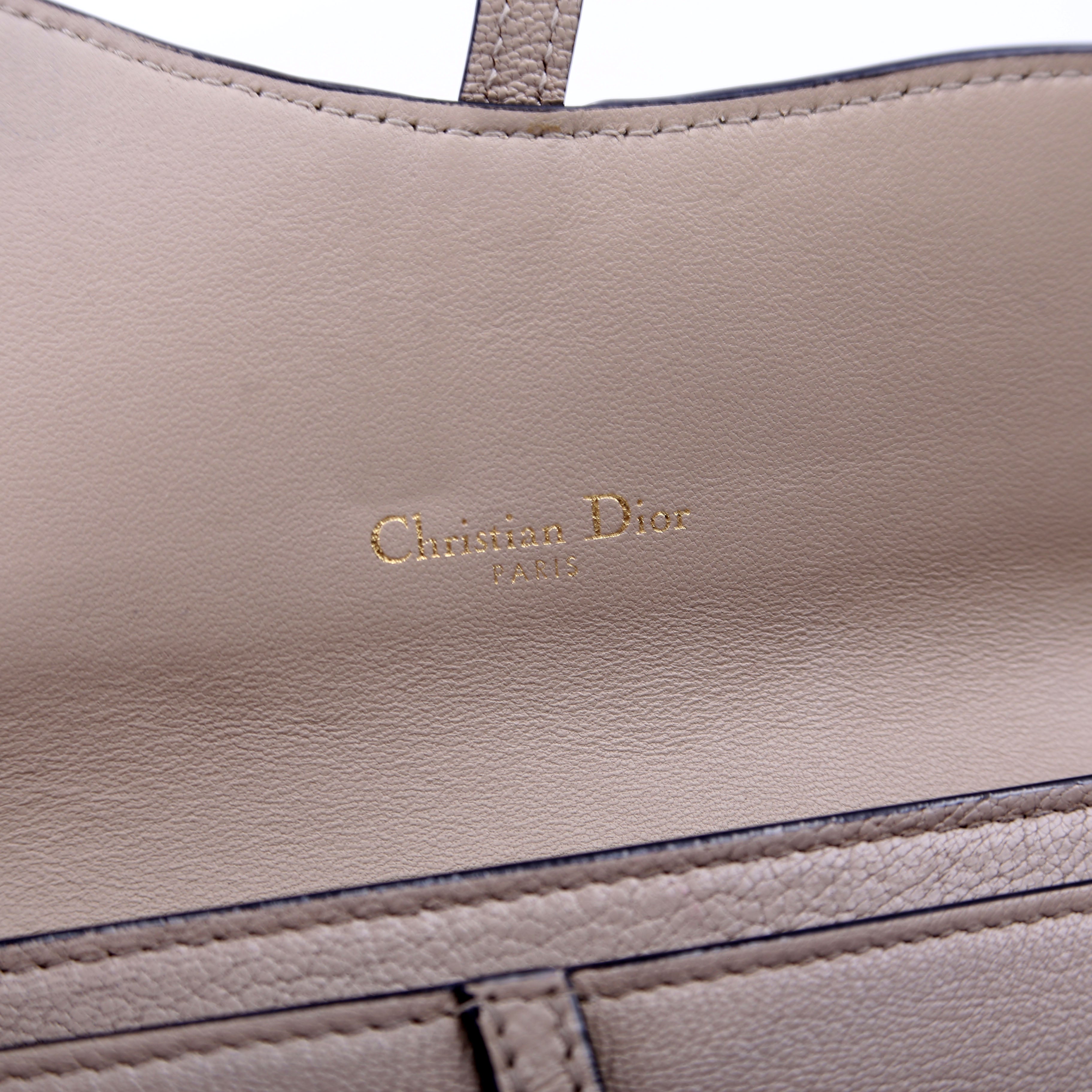 Dior Saddle Pouch With Chain Small Calfskin Gray