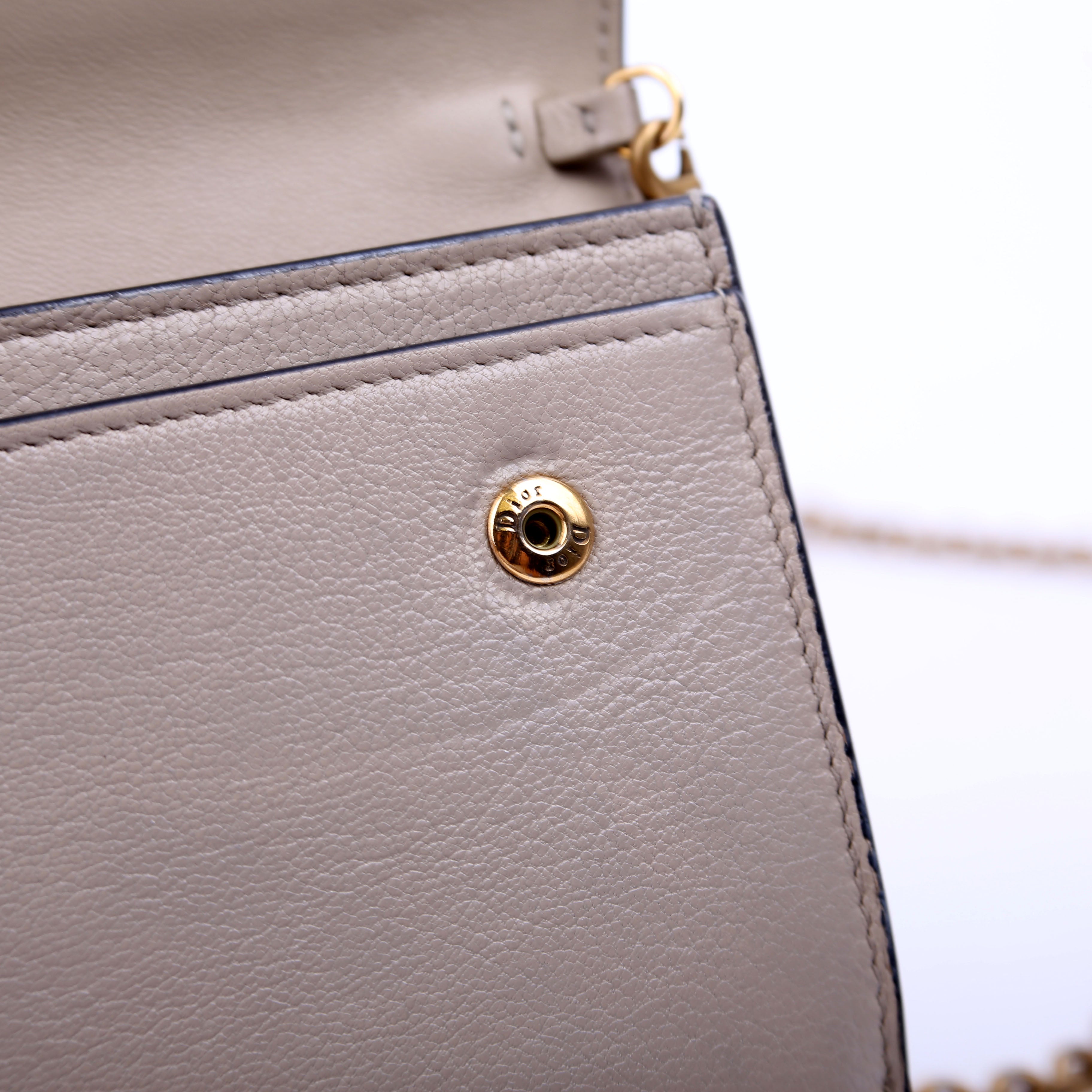 Dior Saddle Pouch With Chain Small Calfskin Gray