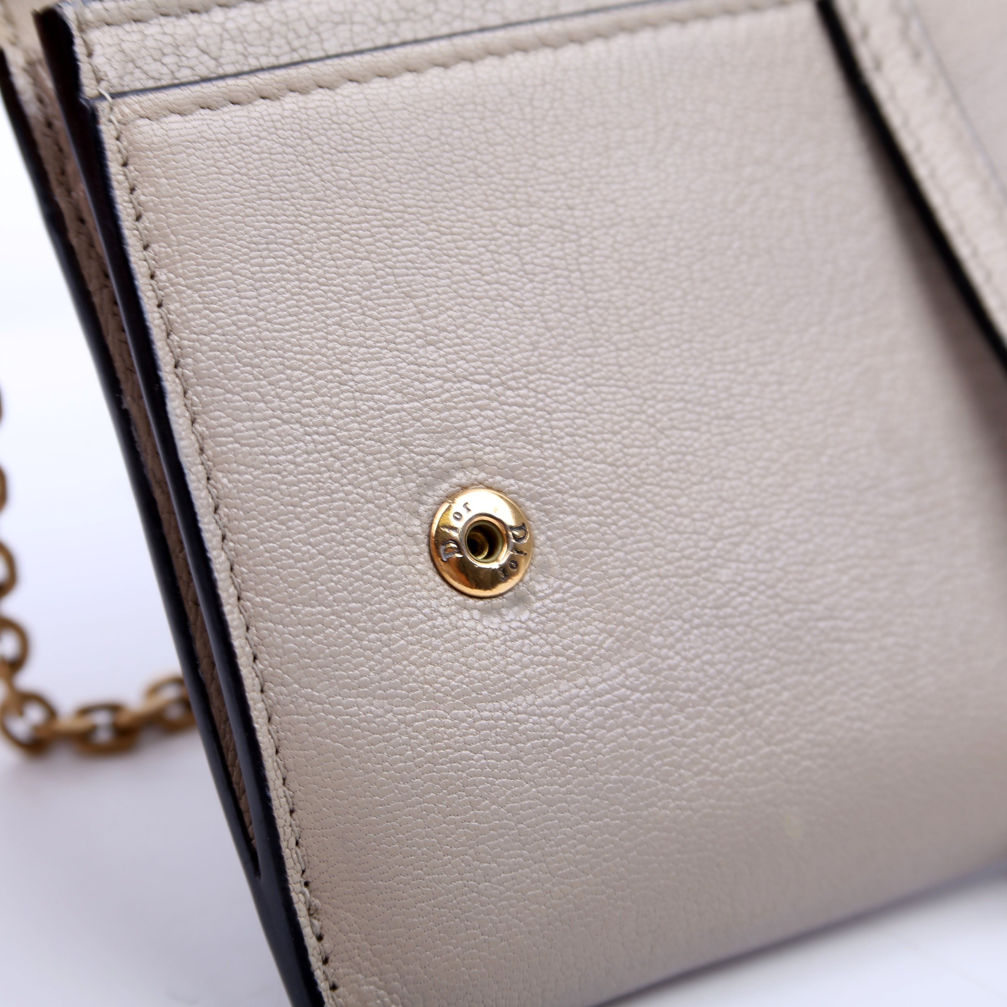 Dior Saddle Pouch With Chain Small Calfskin Gray