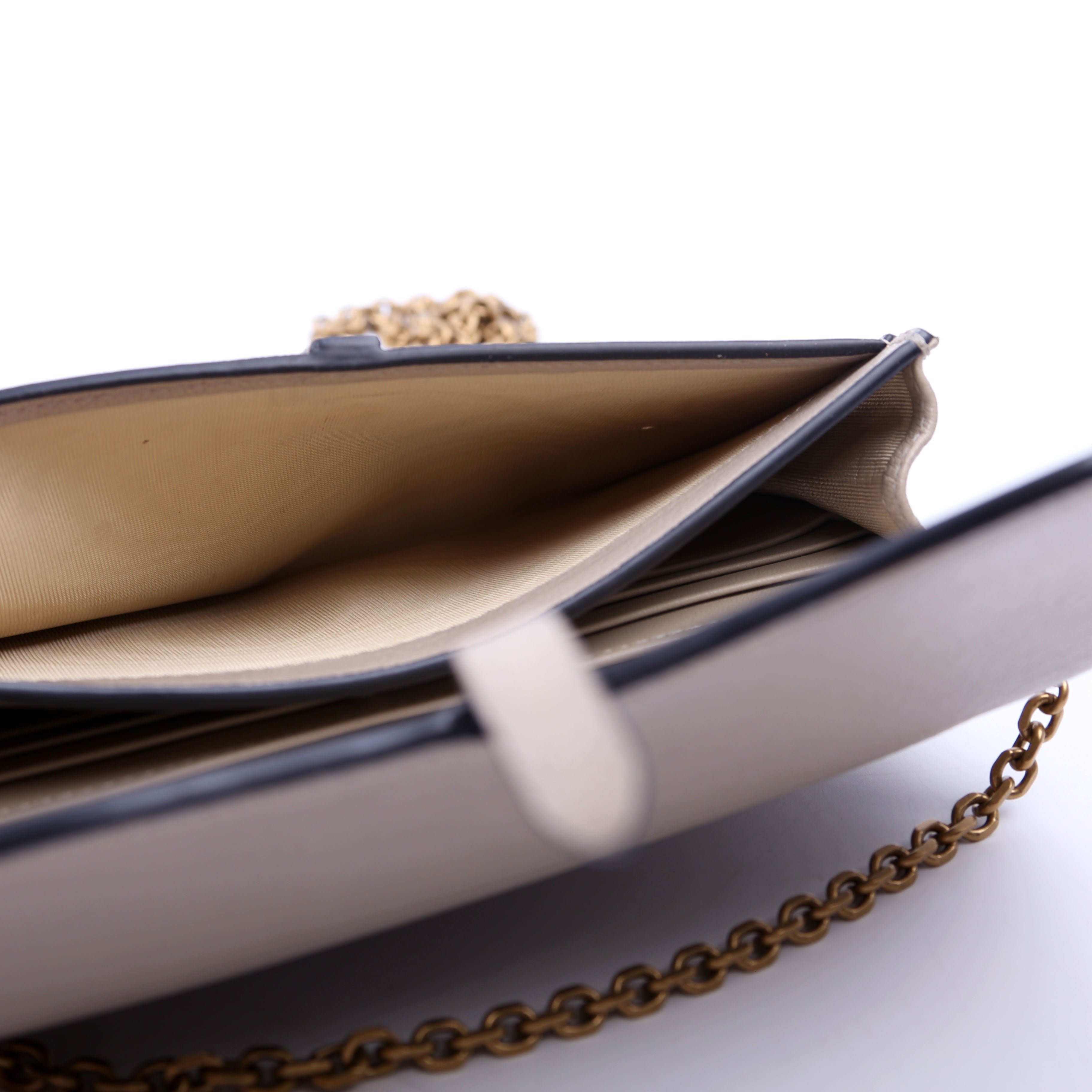 Dior Saddle Pouch With Chain Small Calfskin Gray
