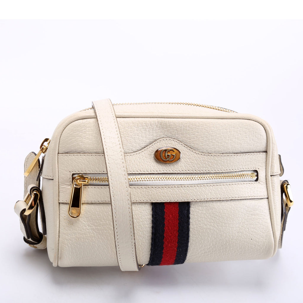 Gucci 517350 Web Leather Mini Ophidia White