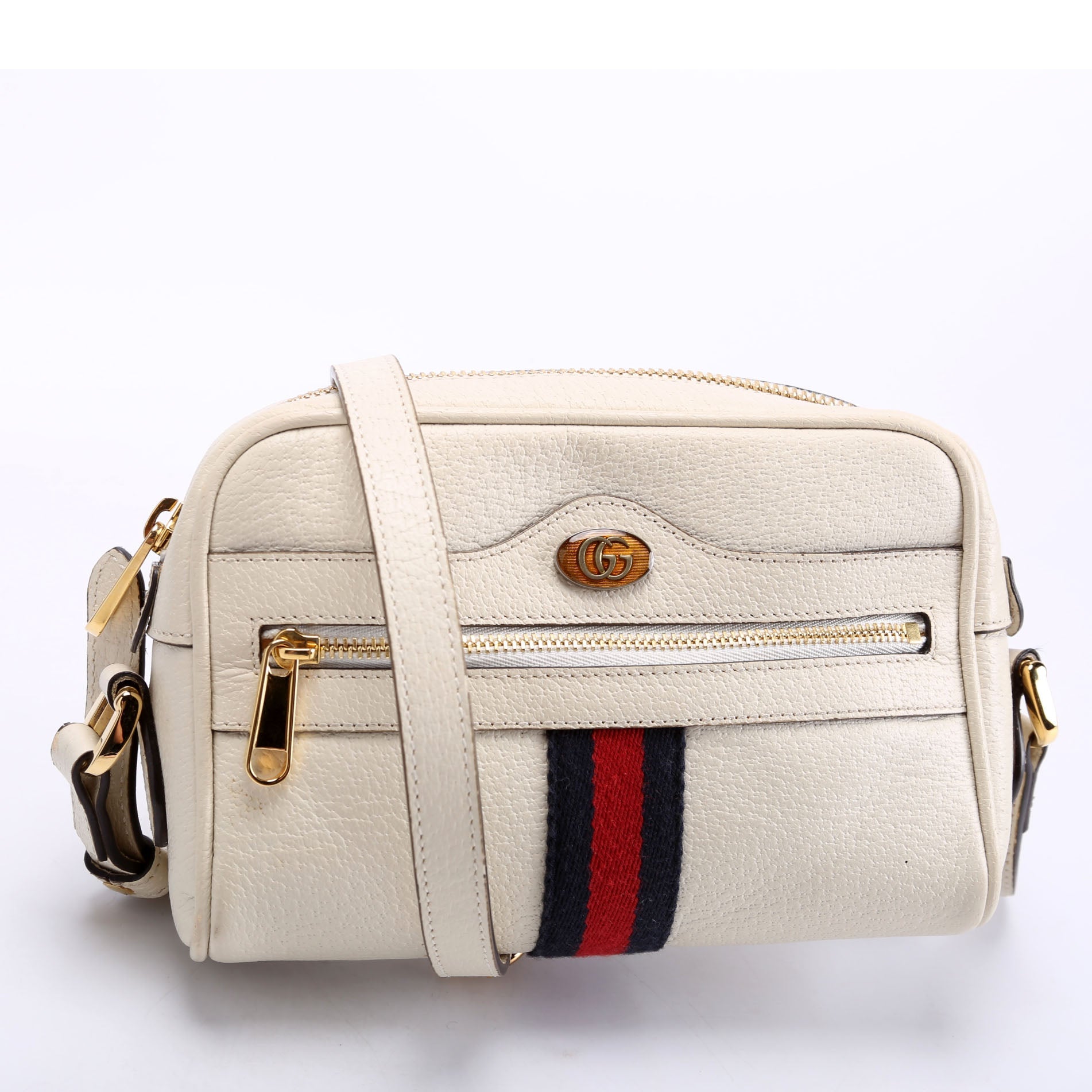 Gucci 517350 Web Leather Mini Ophidia White