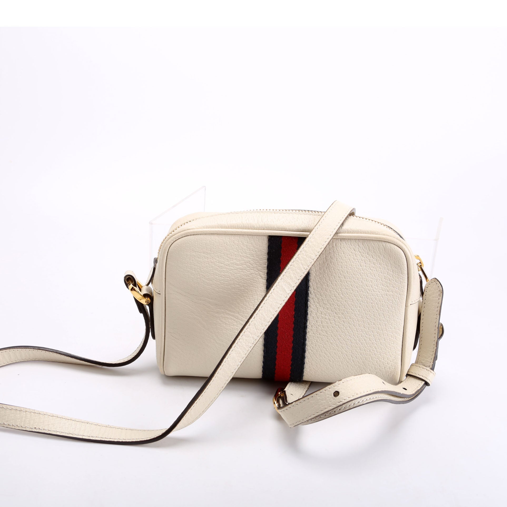 Gucci 517350 Web Leather Mini Ophidia White