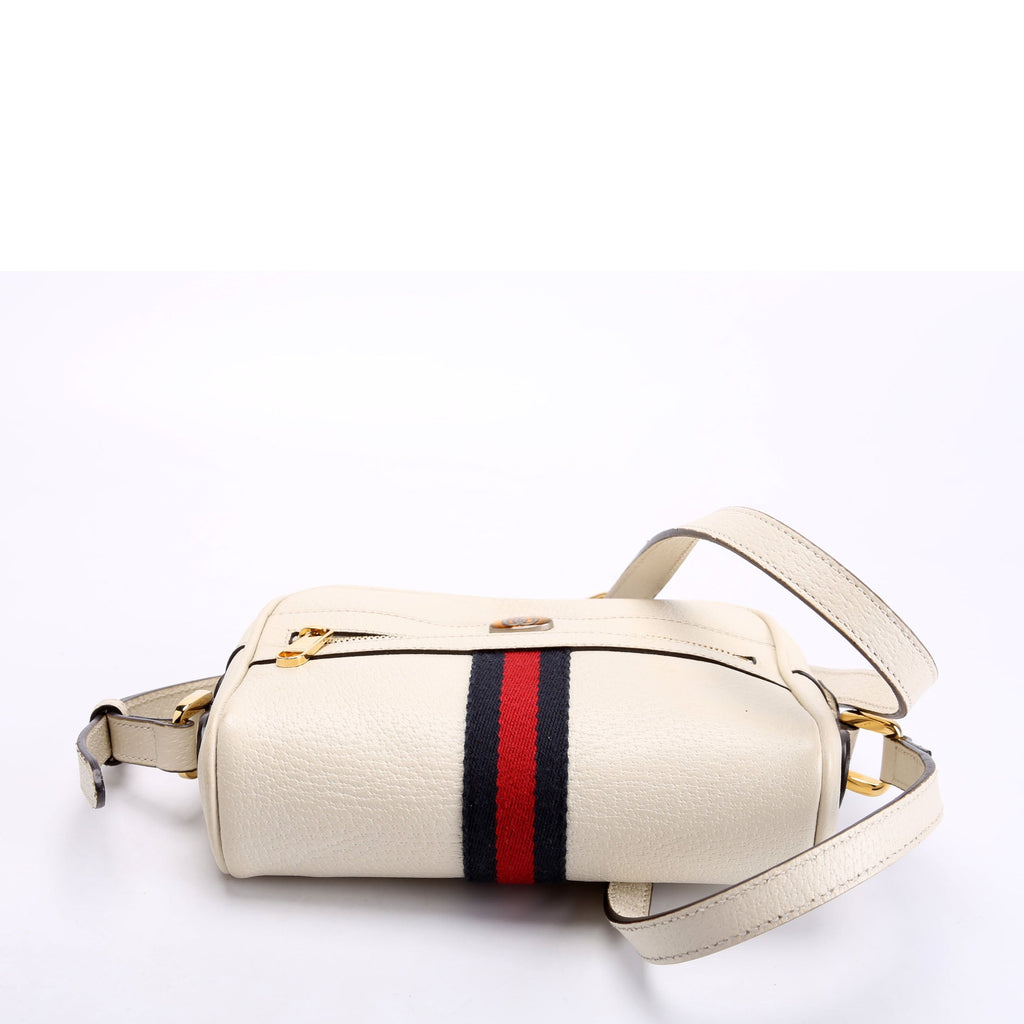 Gucci 517350 Web Leather Mini Ophidia White