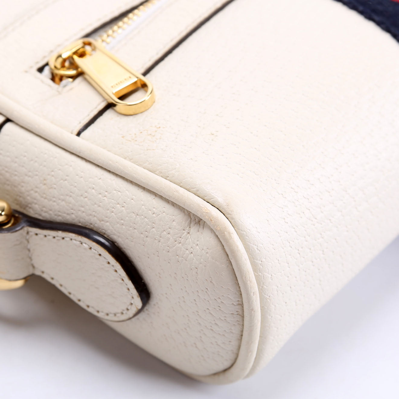 Gucci 517350 Web Leather Mini Ophidia White