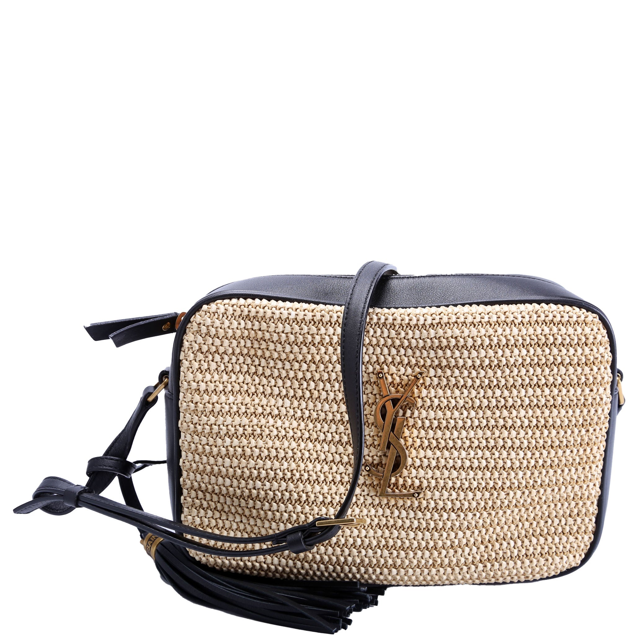 612542 Lou Camera Medium Raffia Tan