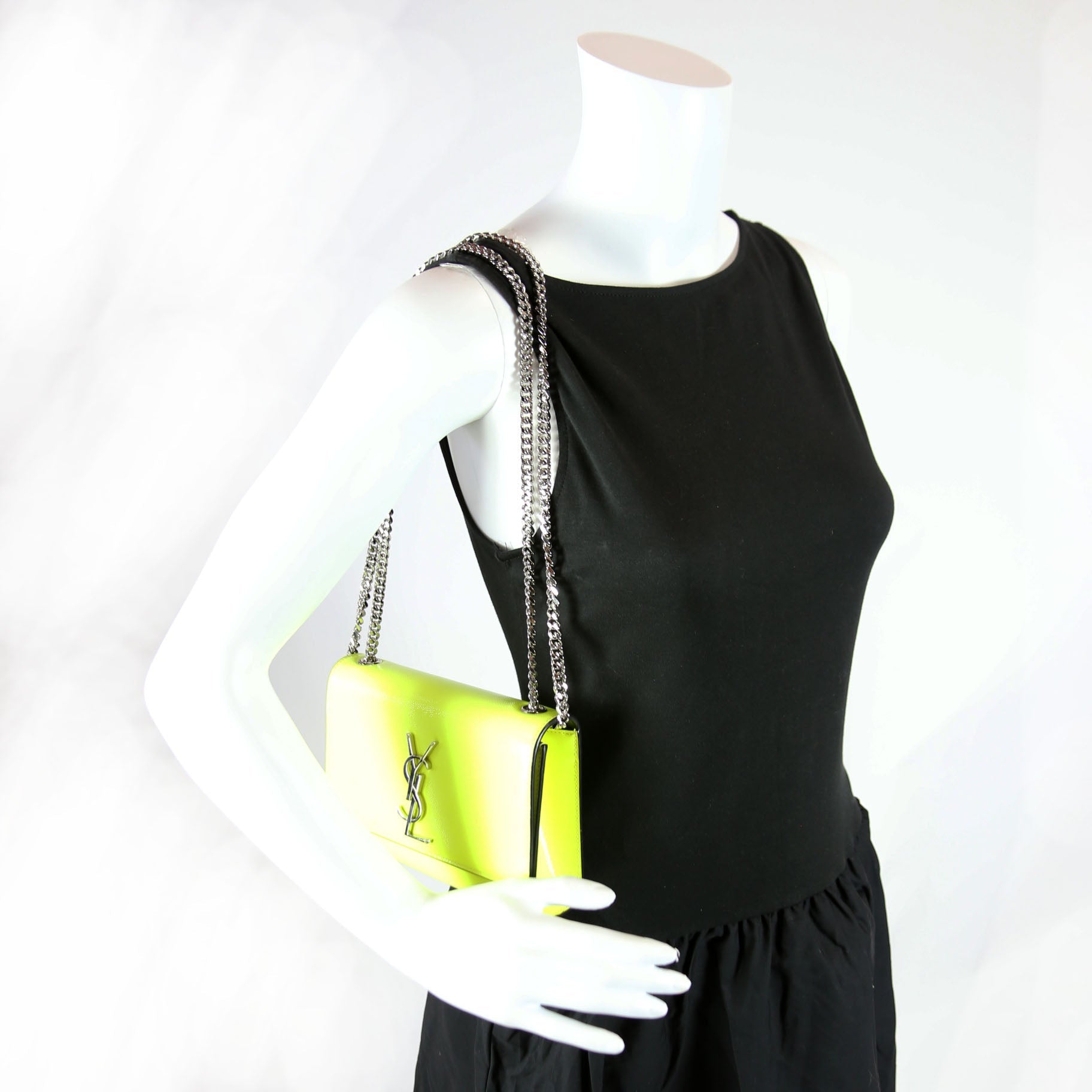 Kate Satchel Grain Small 354121/469390 Neon Yellow