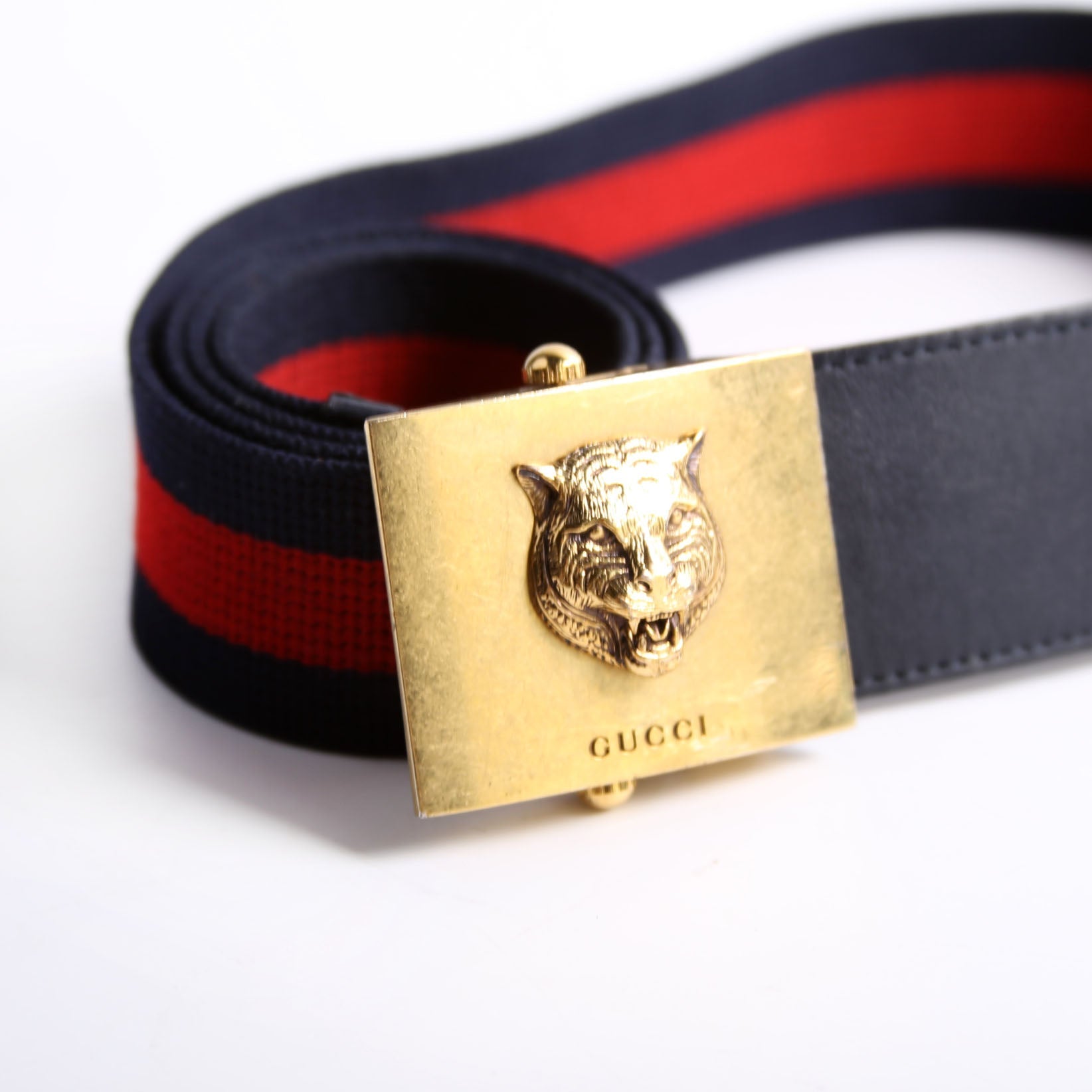 437498 Feline Buckle Web CanvasBelt Size 85/34 Navy/Red