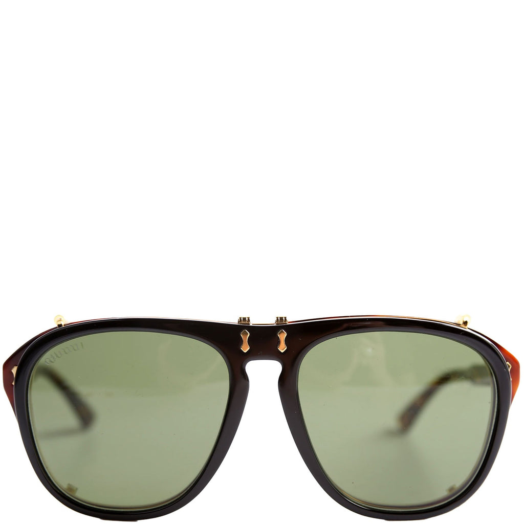 GG0128S Aviator With Clip-On Frame Sunglasses Brown/Black