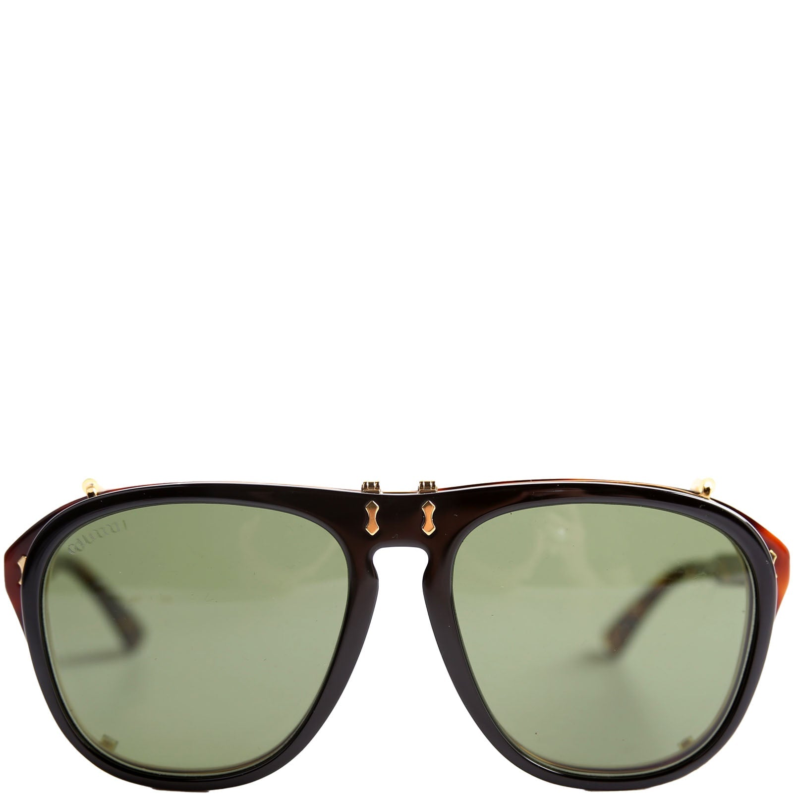 GG0128S Aviator With Clip-On Frame Sunglasses Brown/Black