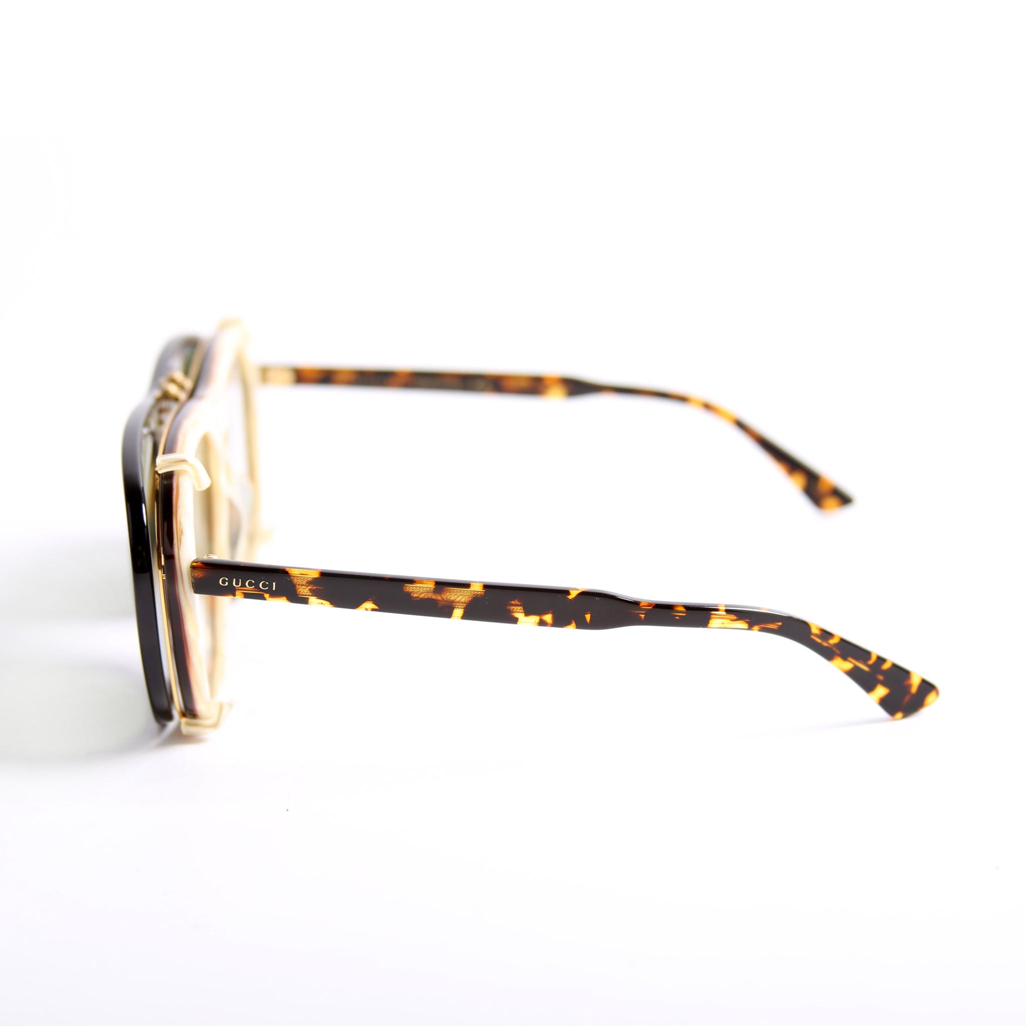 GG0128S Aviator With Clip-On Frame Sunglasses Brown/Black