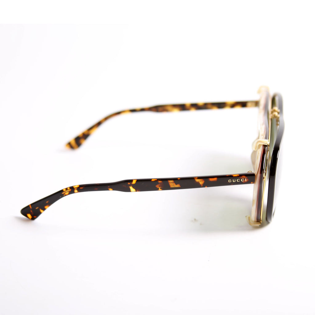 GG0128S Aviator With Clip-On Frame Sunglasses Brown/Black