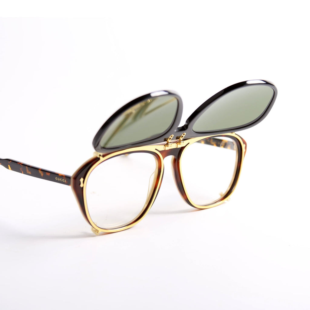 GG0128S Aviator With Clip-On Frame Sunglasses Brown/Black