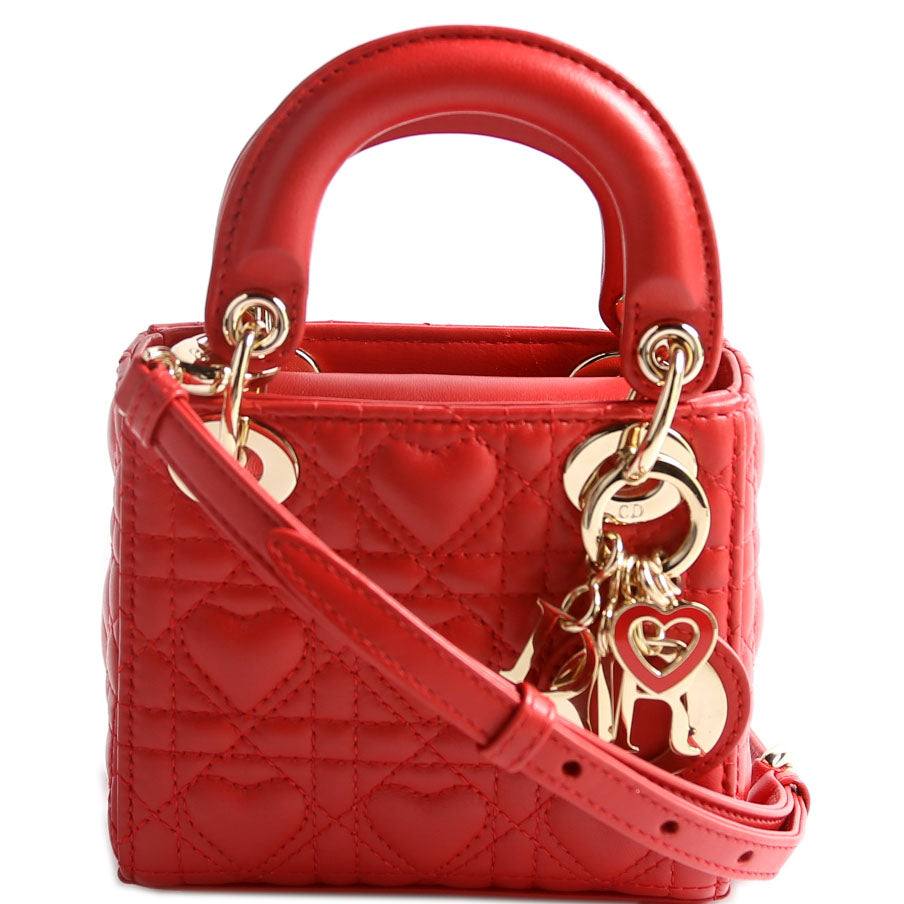 Dior Lady Dior Micro Dioramour Cannage Red