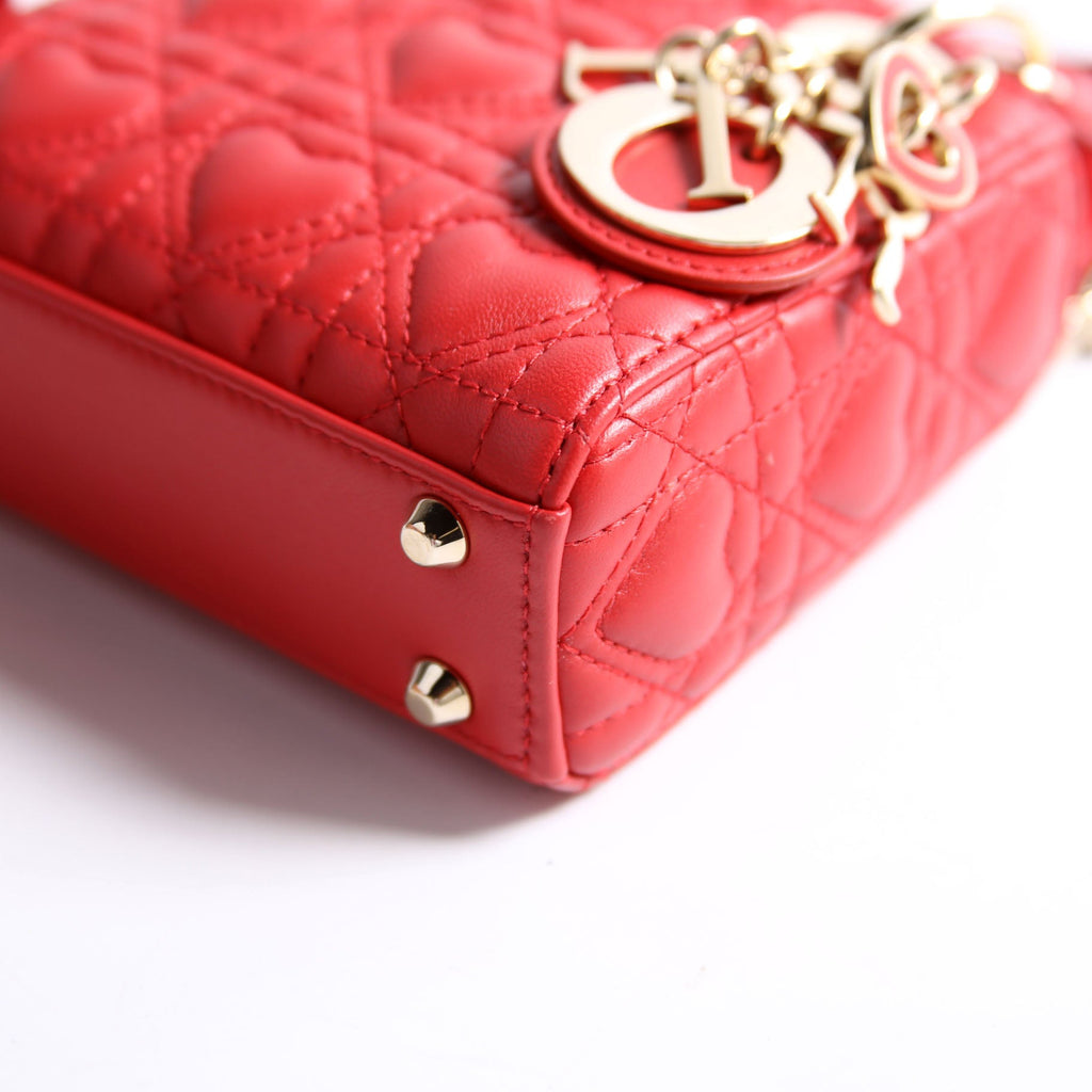 Dior Lady Dior Micro Dioramour Cannage Red