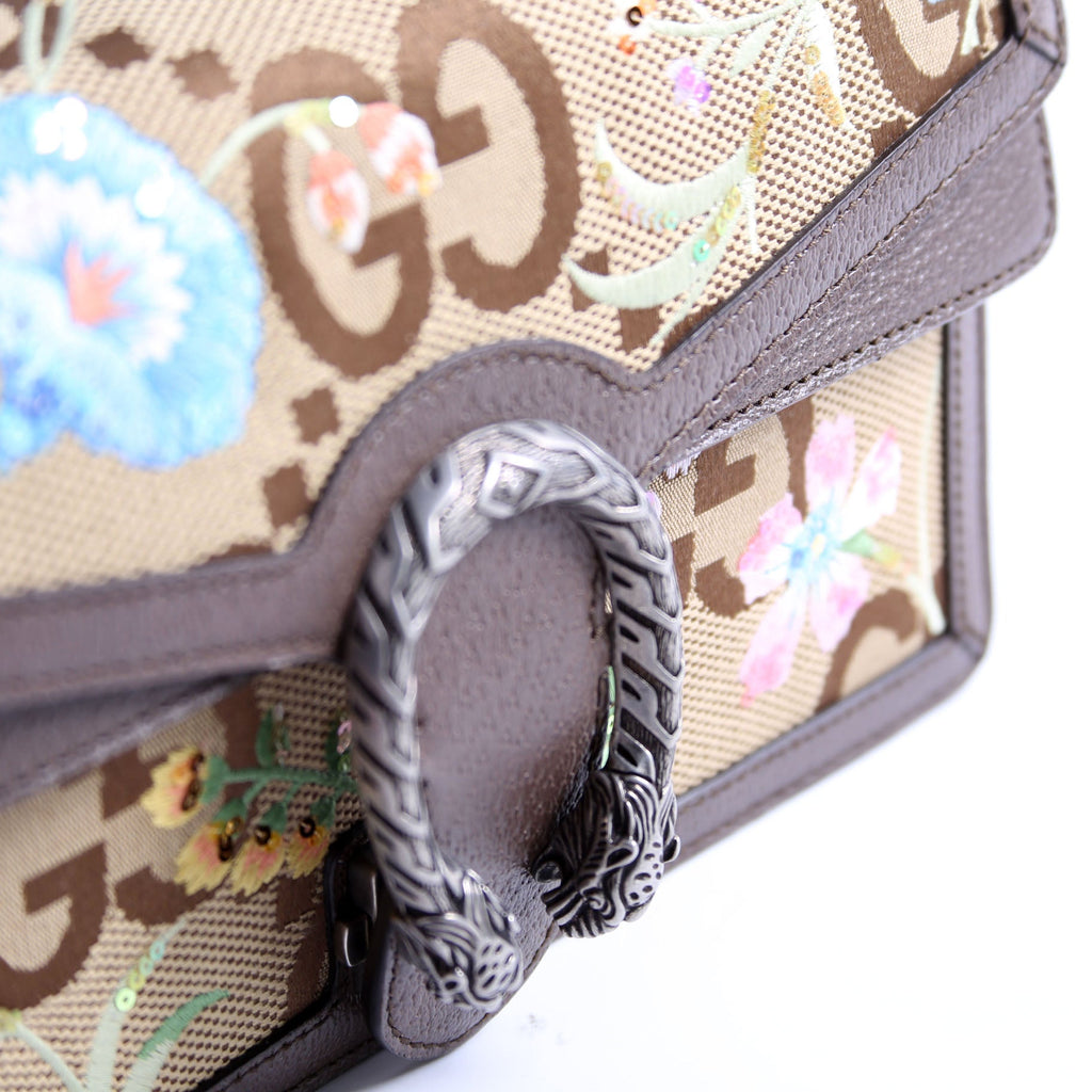 400249 Dionysus Jumbo GG Canvas Flower Embossed Shoulder Small