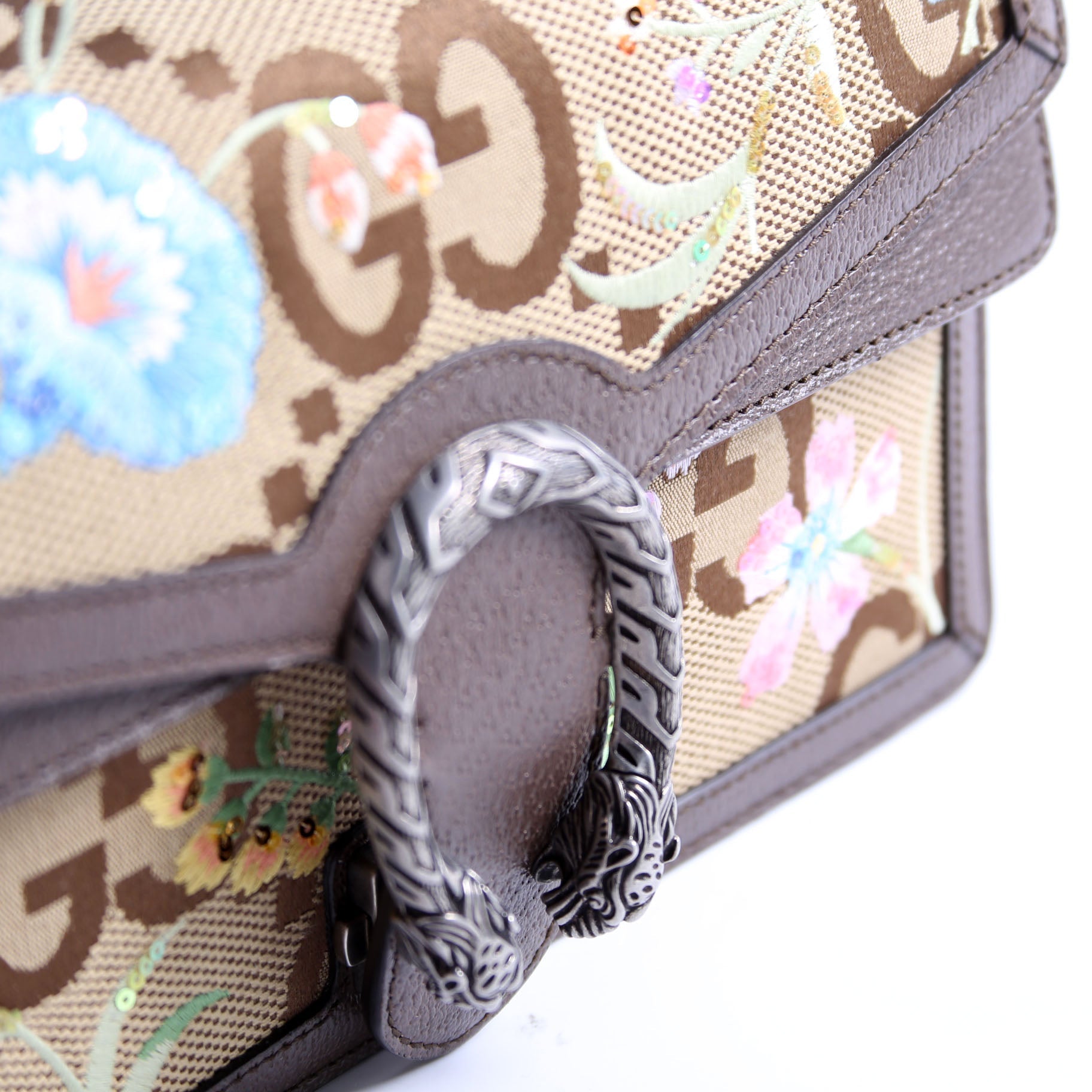 400249 Dionysus Jumbo GG Canvas Flower Embossed Shoulder Small