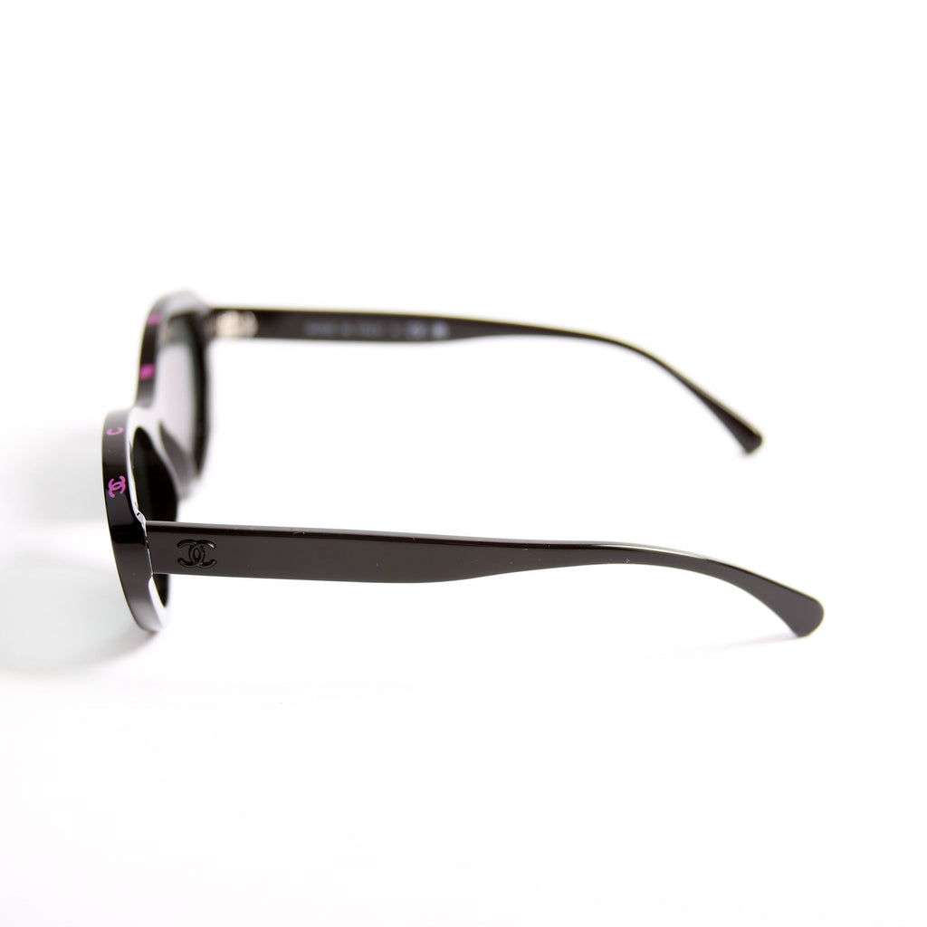 5416 Oval Acetate Polarized Sunglasses Black