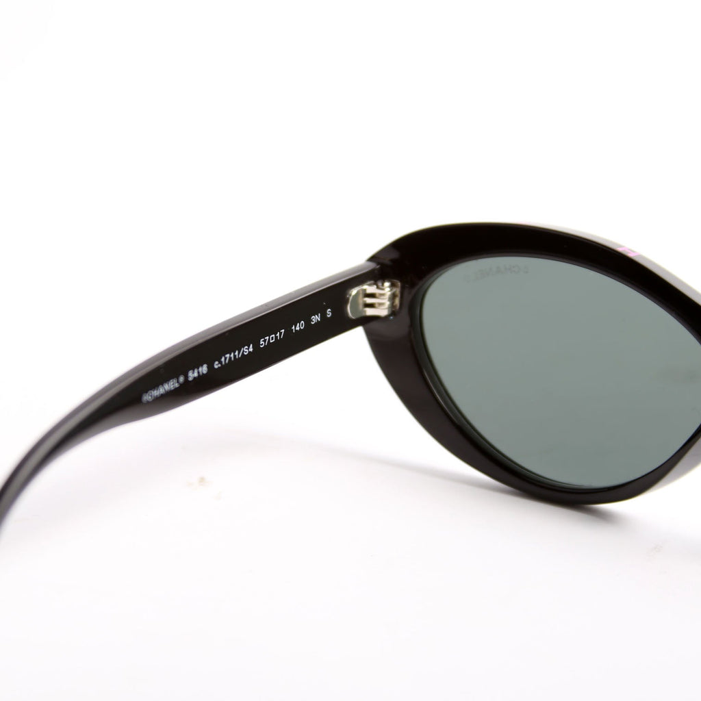 5416 Oval Acetate Polarized Sunglasses Black