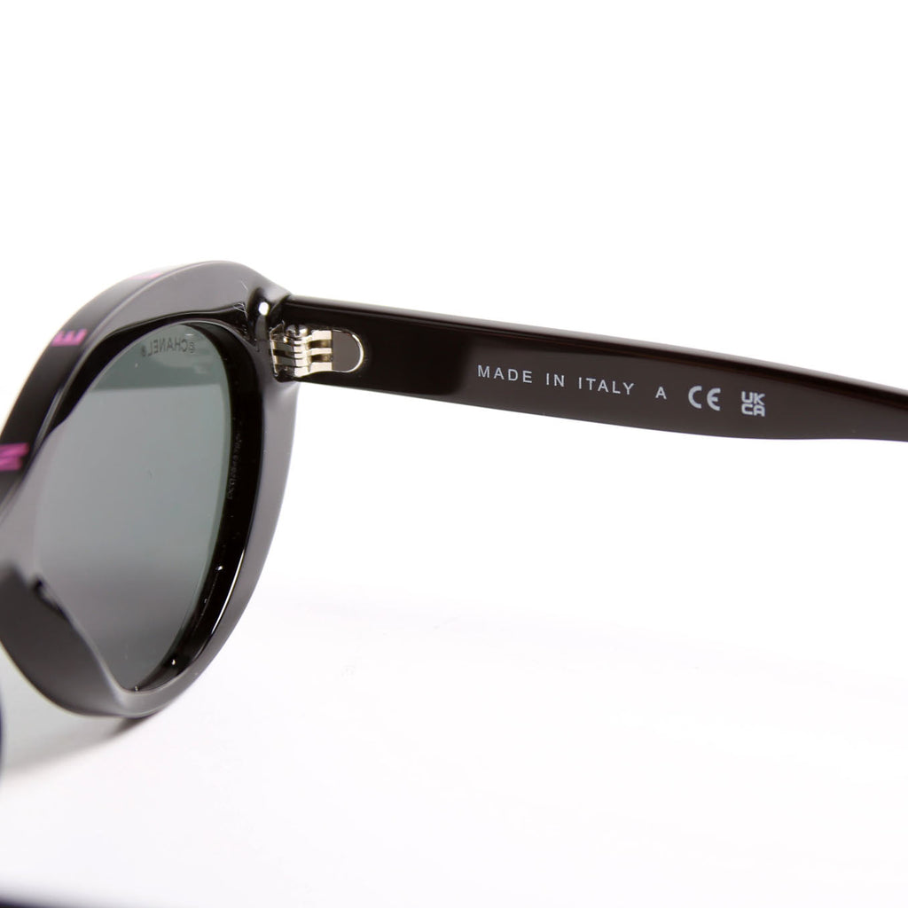 5416 Oval Acetate Polarized Sunglasses Black