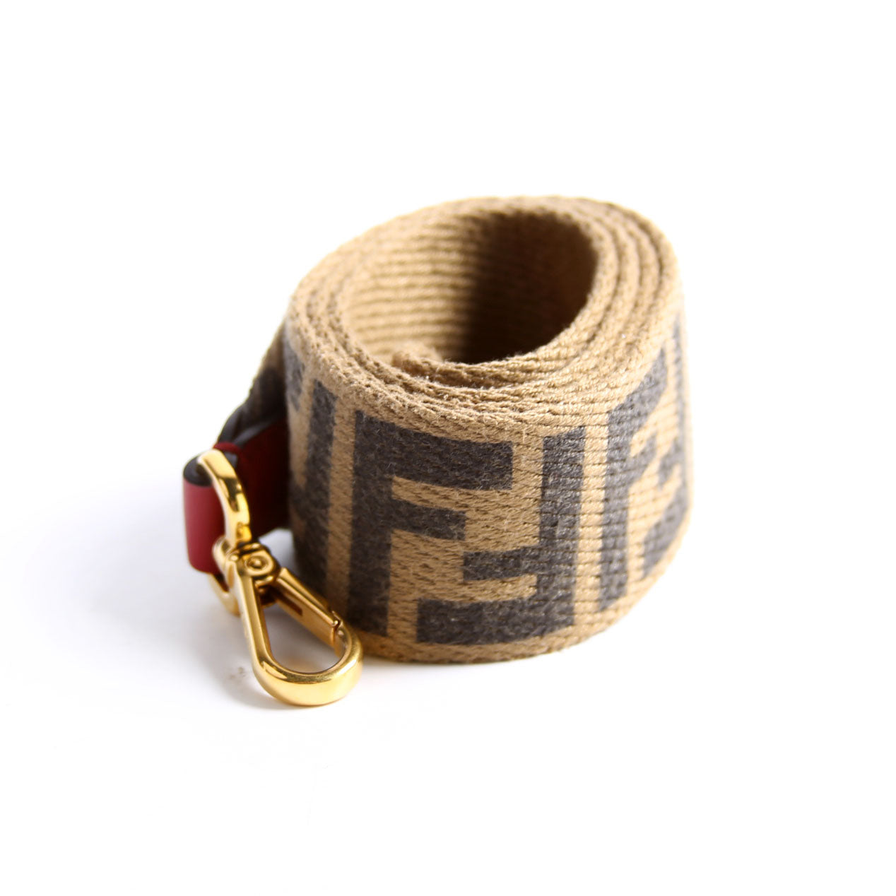 Fendi FF Jacquard Canvas Shoulder Non-Adjustable Strap Brown