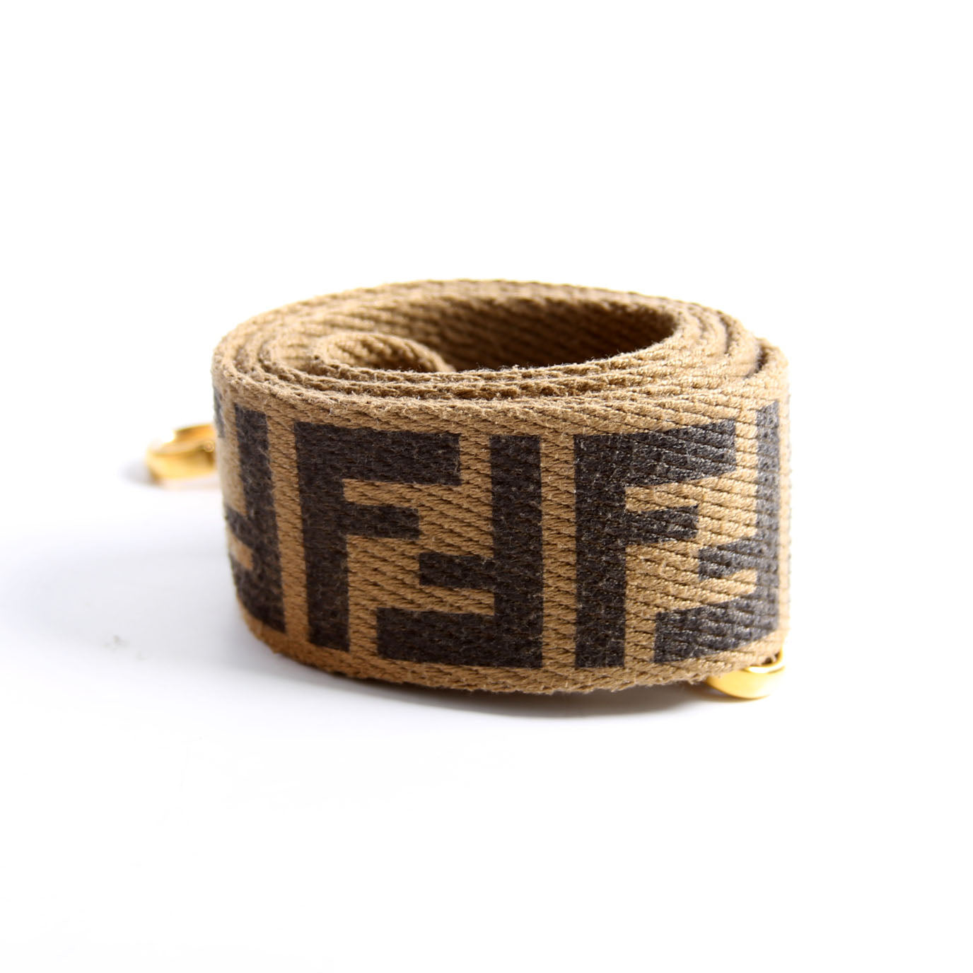 Fendi FF Jacquard Canvas Shoulder Non-Adjustable Strap Brown