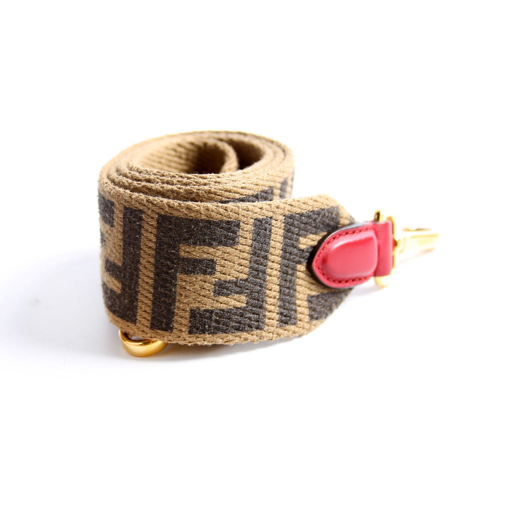 Fendi FF Jacquard Canvas Shoulder Non-Adjustable Strap Brown