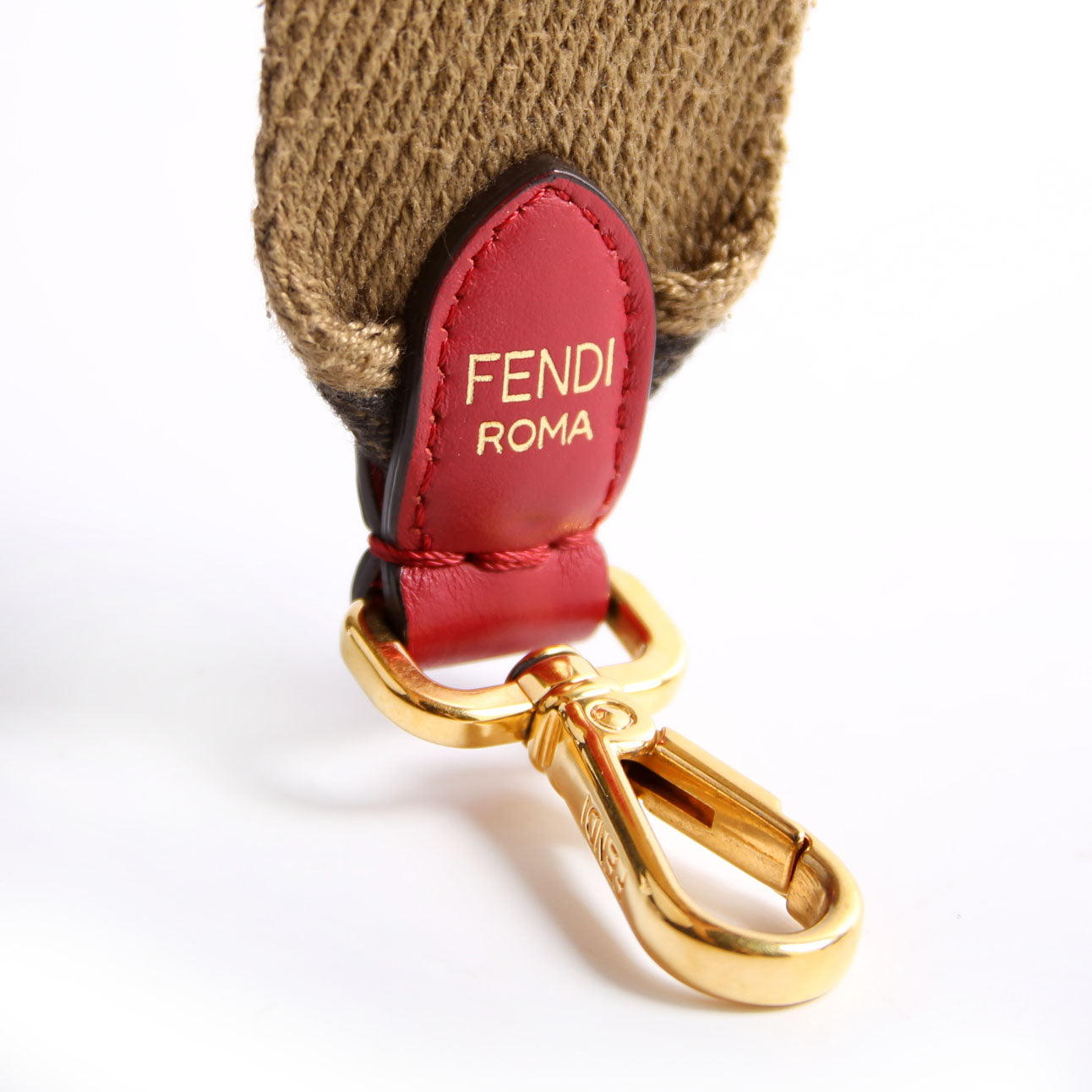 Fendi FF Jacquard Canvas Shoulder Non-Adjustable Strap Brown