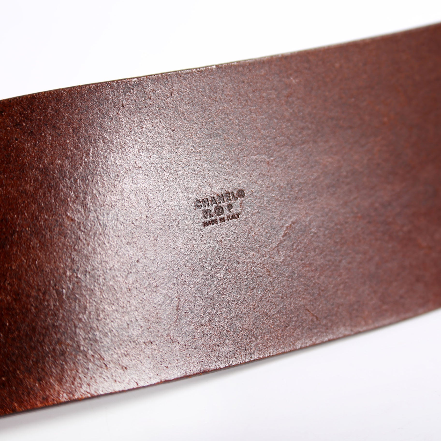 Double Sliding Lock Chain Wide Leather Belt Size 95/38 Brown/Gold