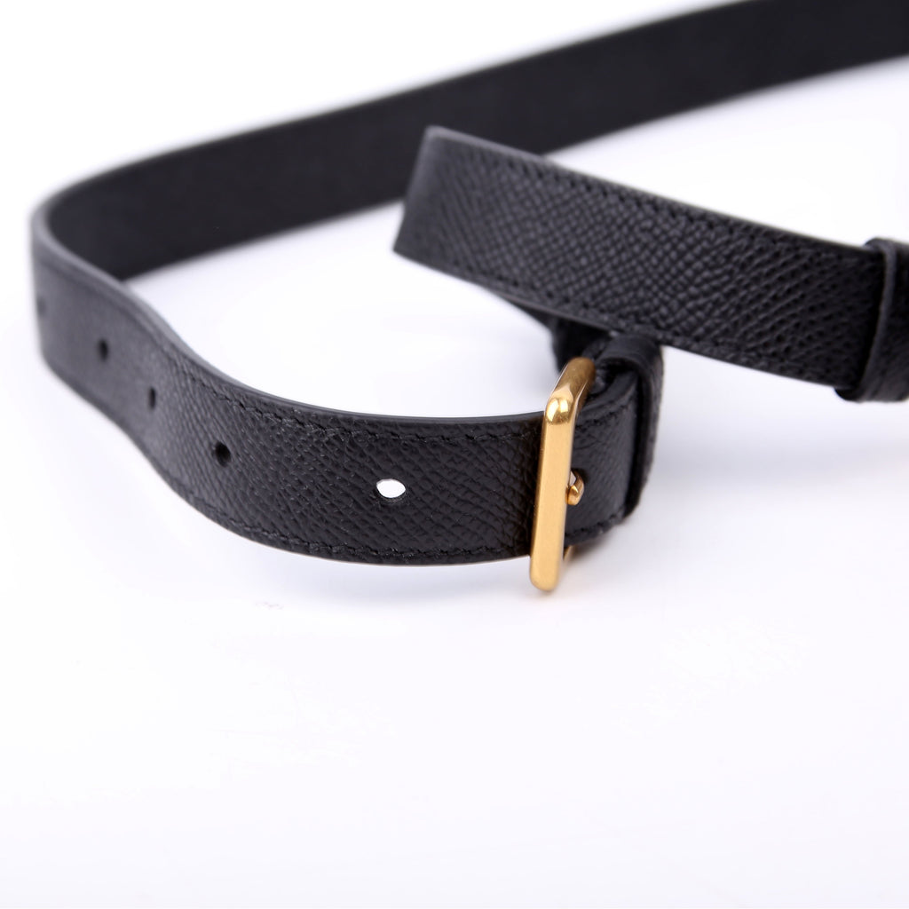 Saddle Bag with Strap Grained Leather Black