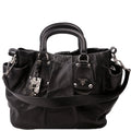 Pleated Soft Calfskin Satchel Black