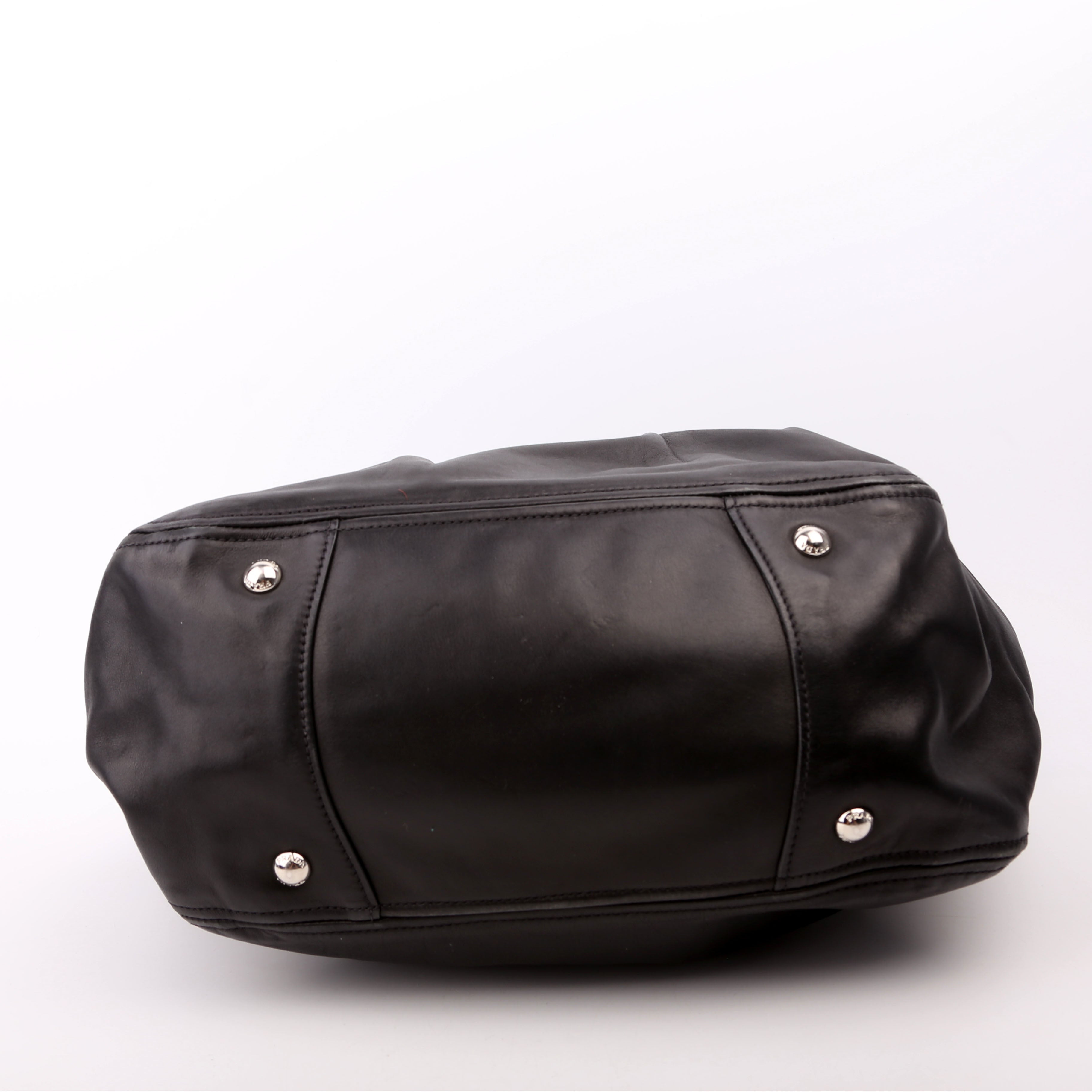Pleated Soft Calfskin Satchel Black