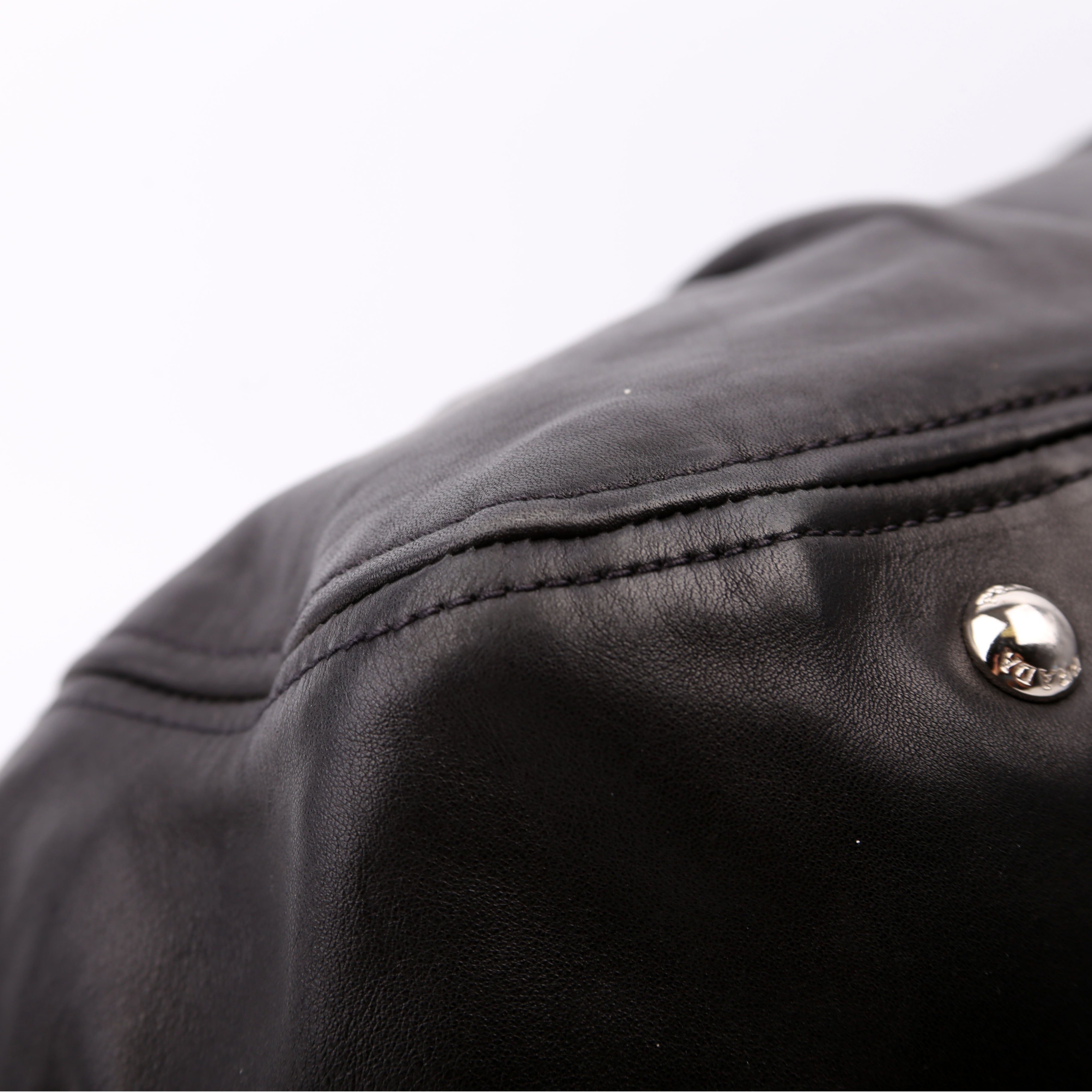 Pleated Soft Calfskin Satchel Black