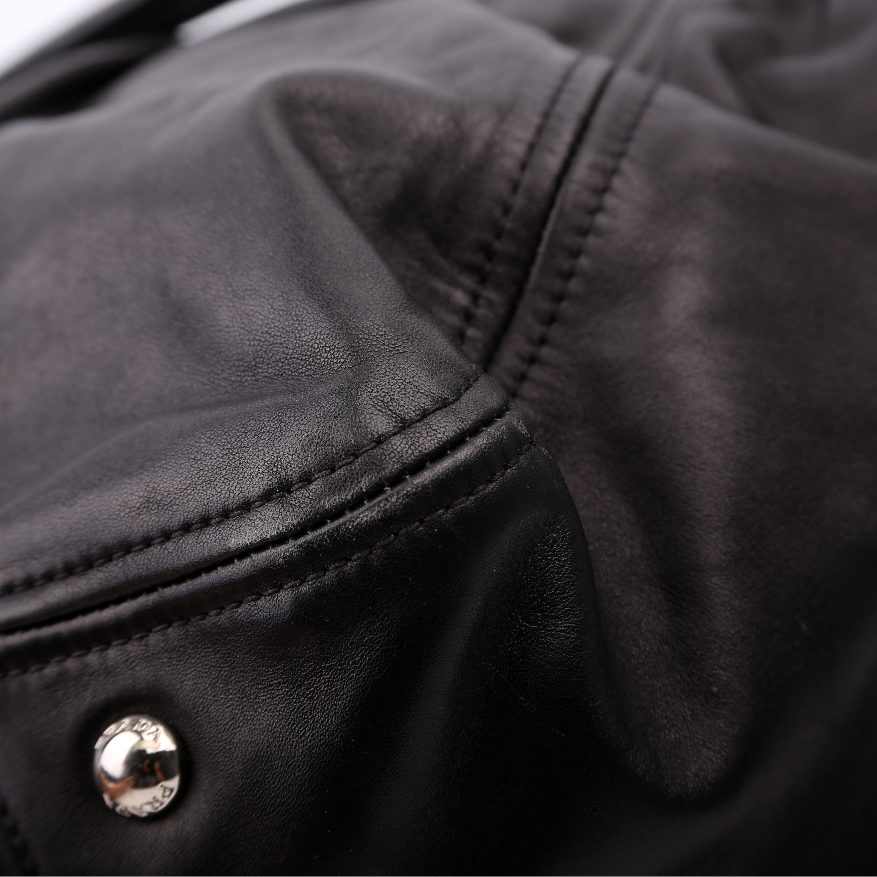 Pleated Soft Calfskin Satchel Black
