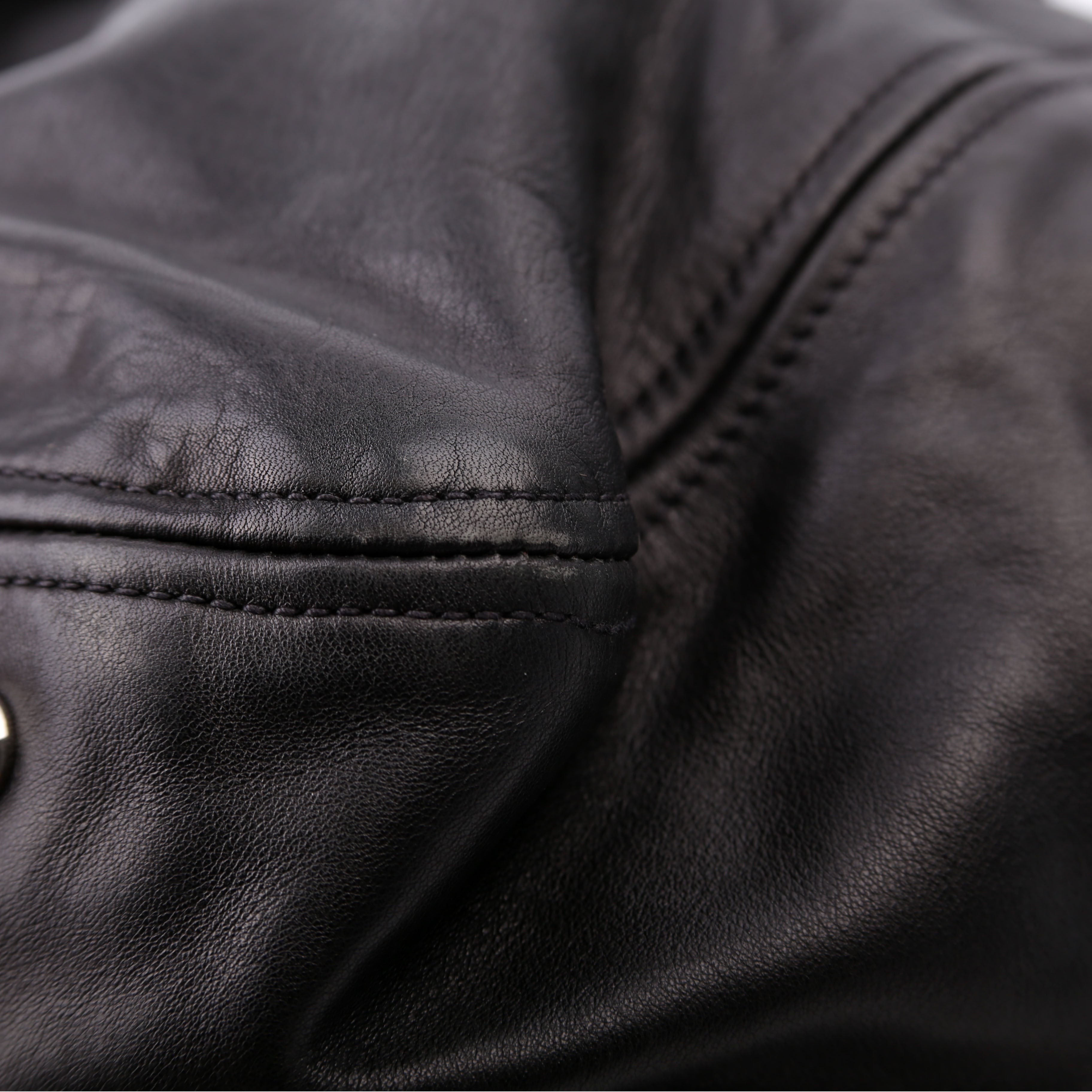 Pleated Soft Calfskin Satchel Black