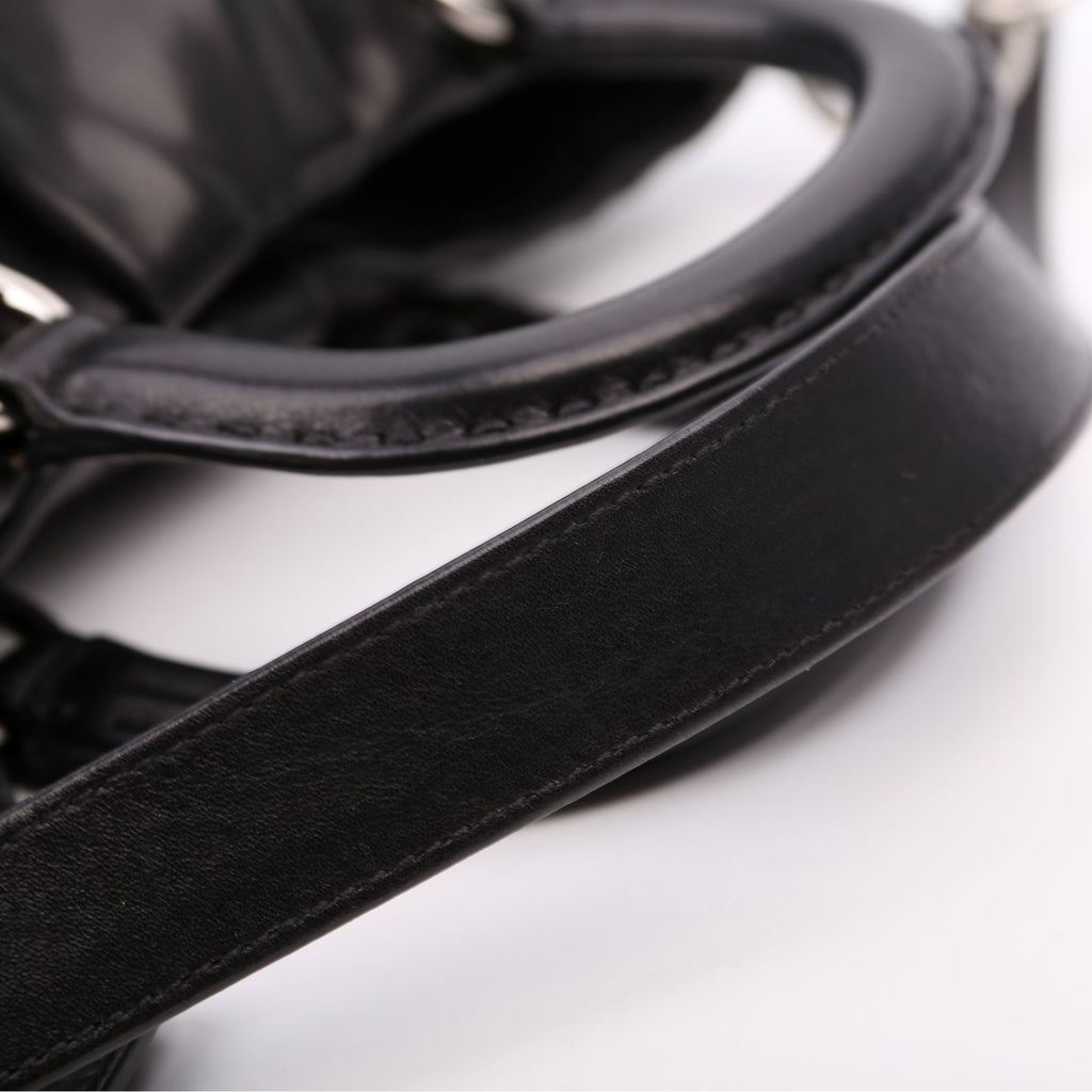 Pleated Soft Calfskin Satchel Black