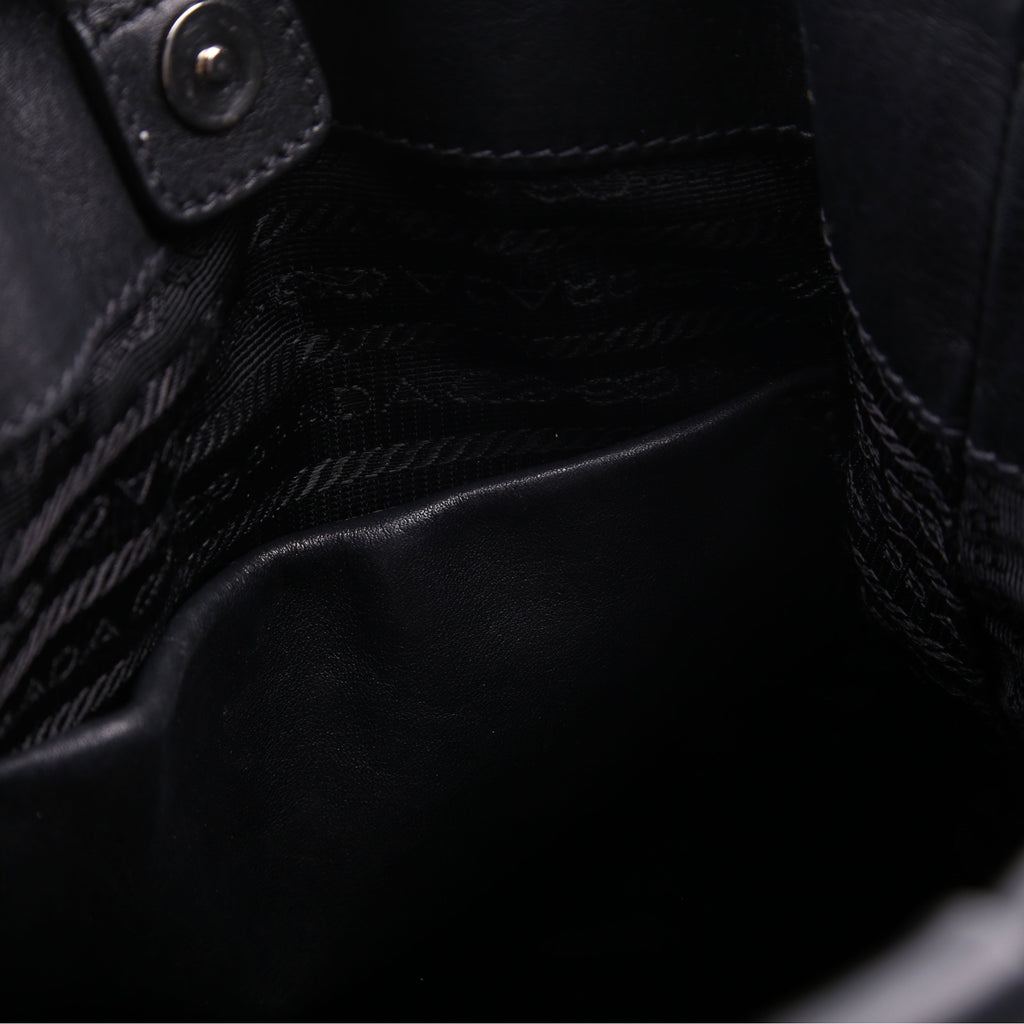 Pleated Soft Calfskin Satchel Black