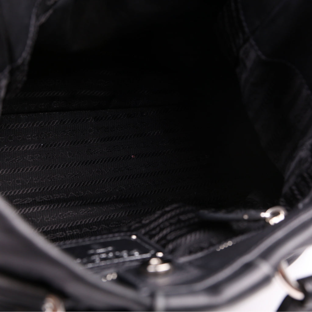 Pleated Soft Calfskin Satchel Black