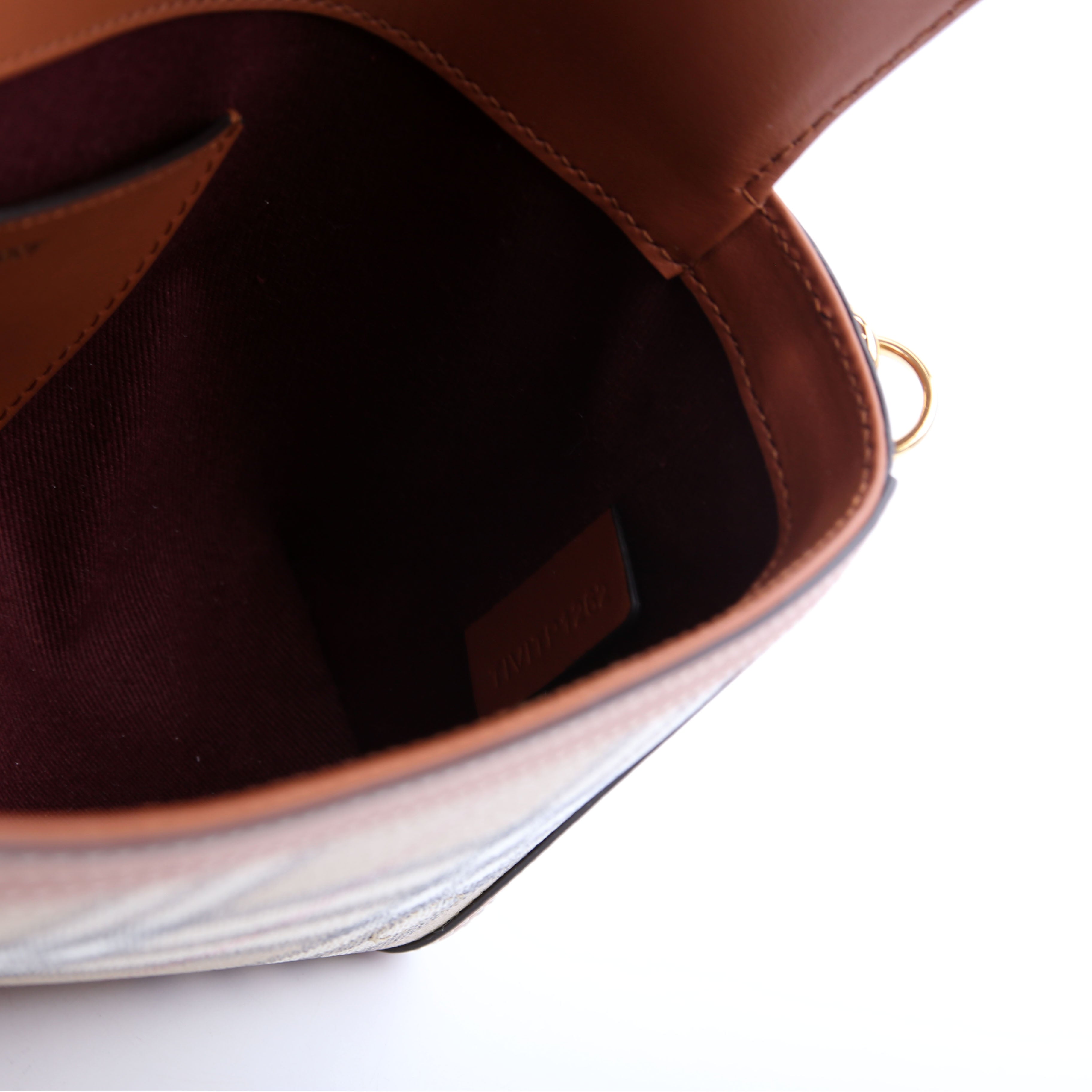 Note Top Handle Crossbody Check Coated Canvas Brown