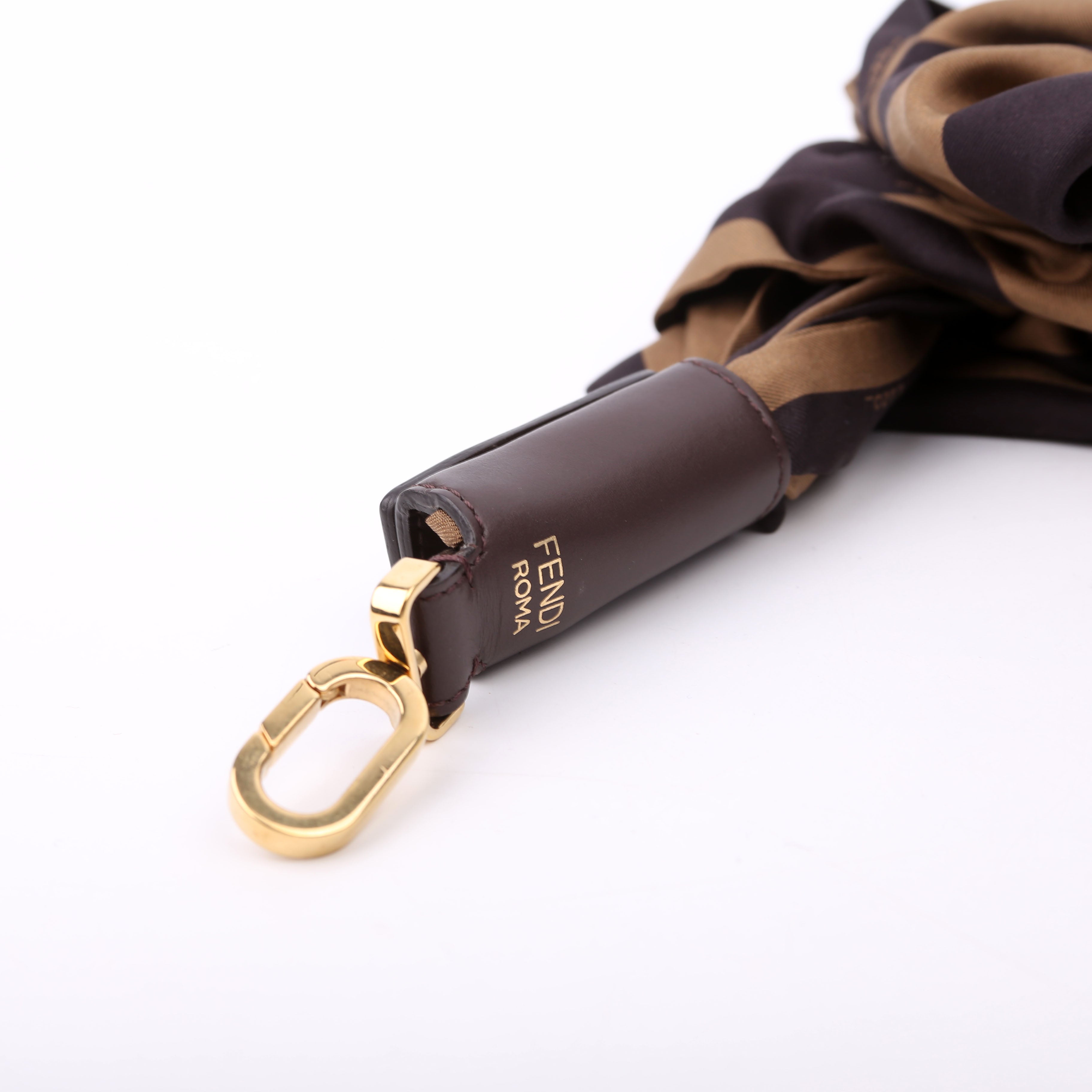 Pequin Stripe Silk Strap Brown