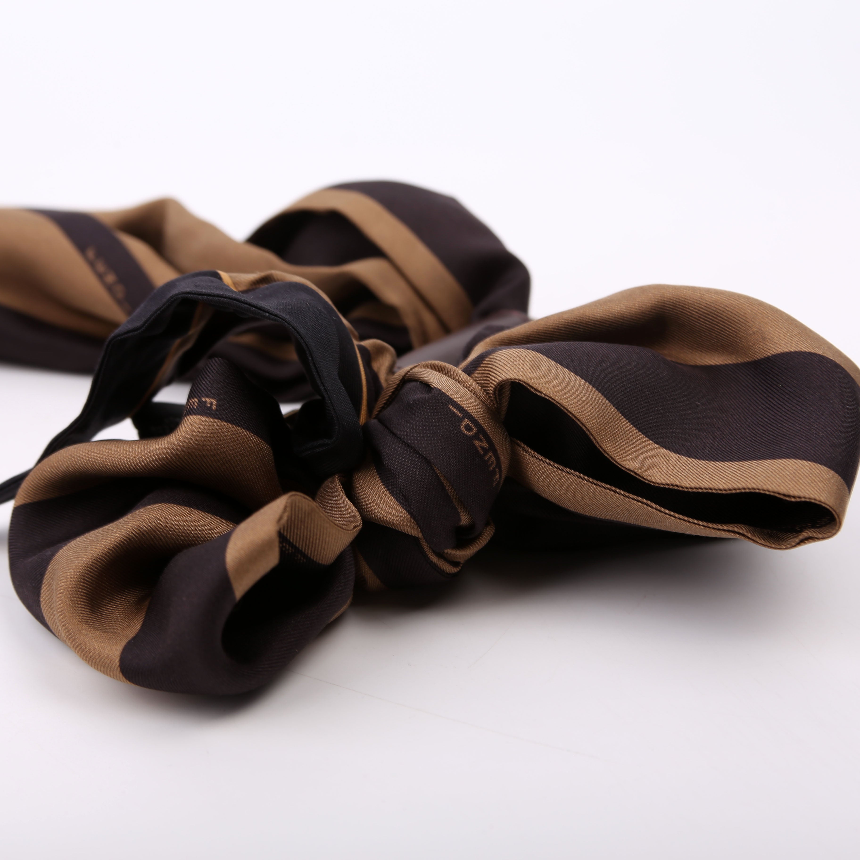 Pequin Stripe Silk Strap Brown