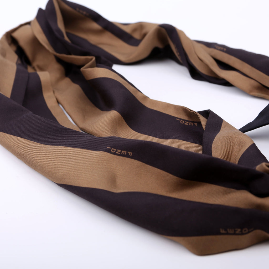 Pequin Stripe Silk Strap Brown