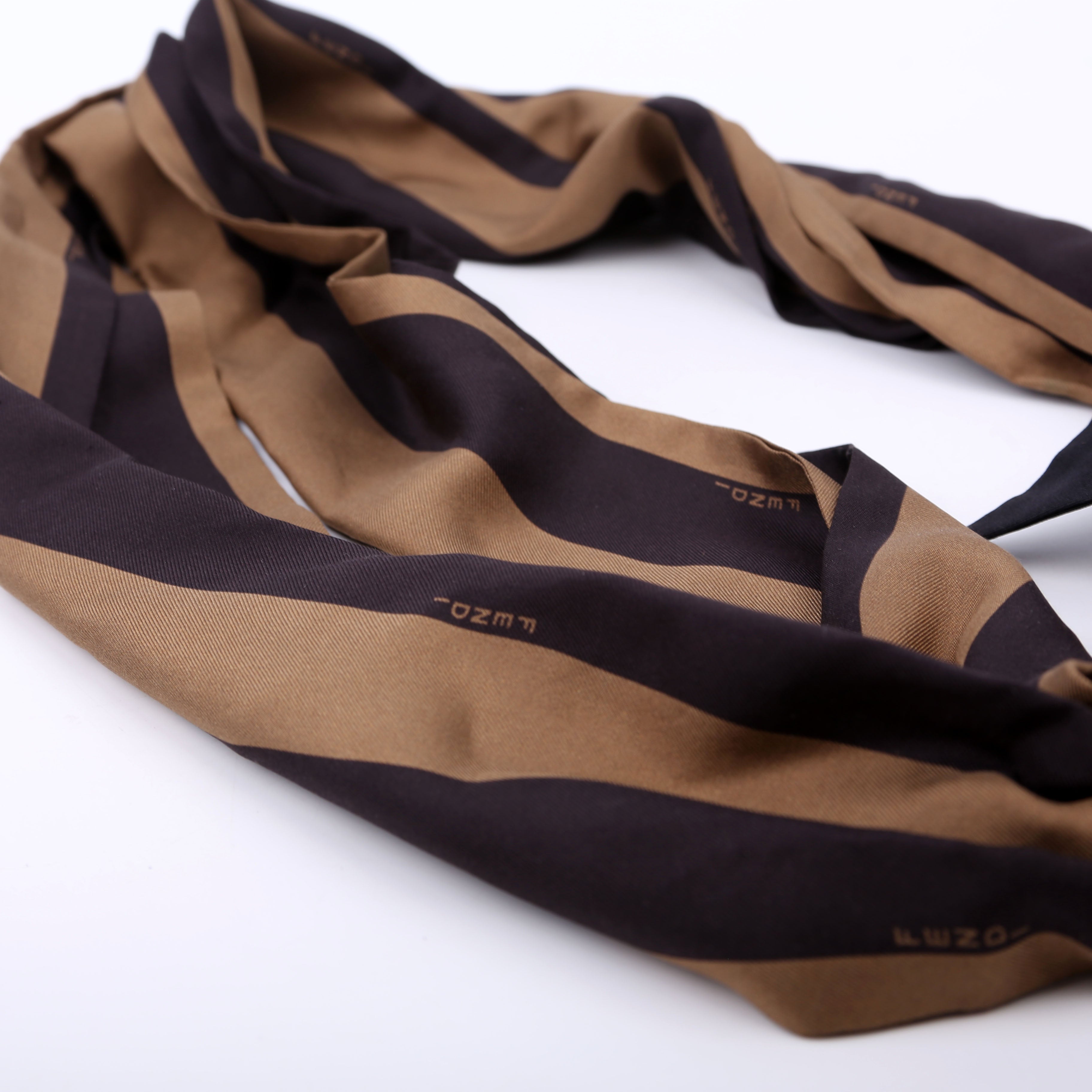 Pequin Stripe Silk Strap Brown