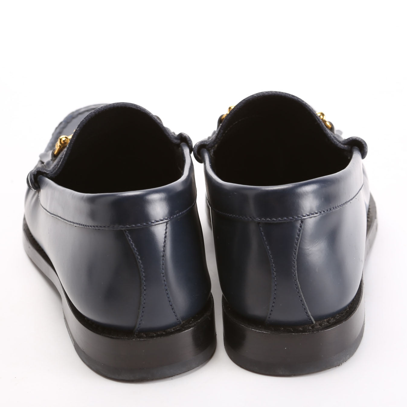 Triomphe Margaret Leather Loafers Size 37 Blue